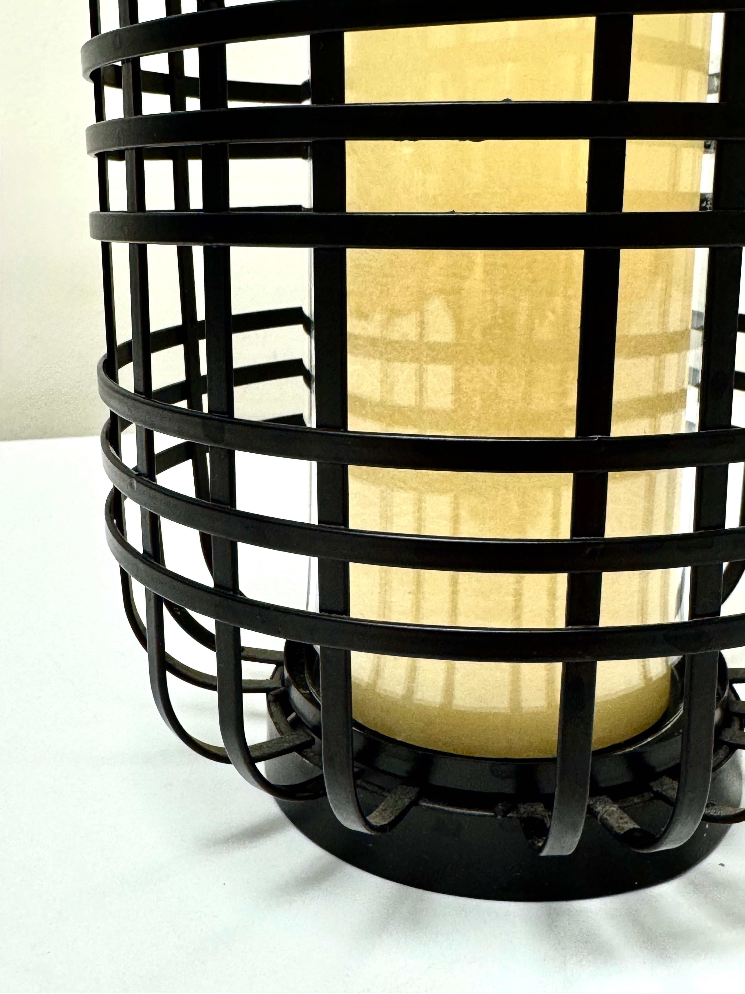 Industrial Cage Hurricane with Flameless Candle