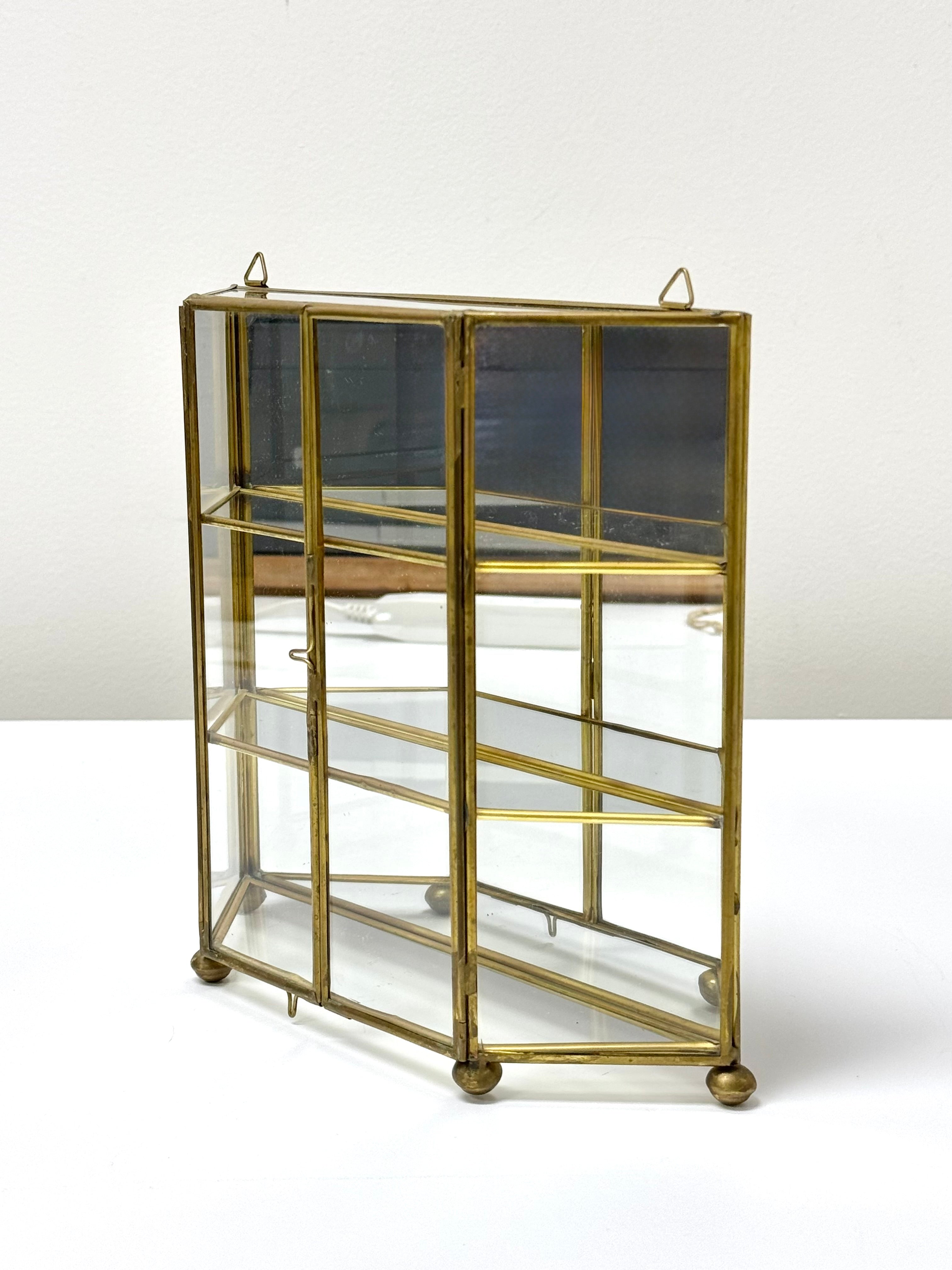 Vintage Brass Curio Cabinet with Miniatures