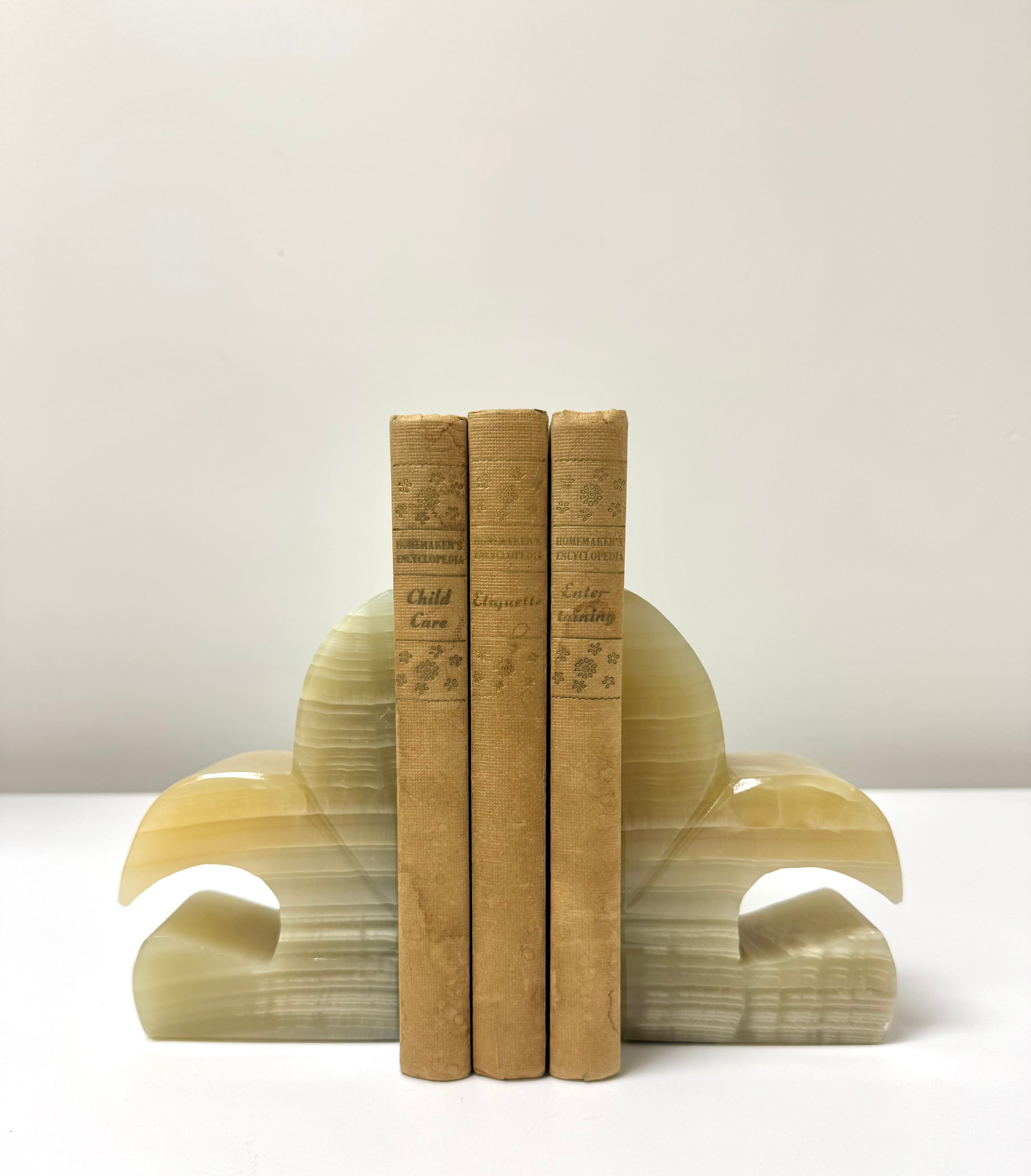 Onyx Fleur-de-Lys Bookends