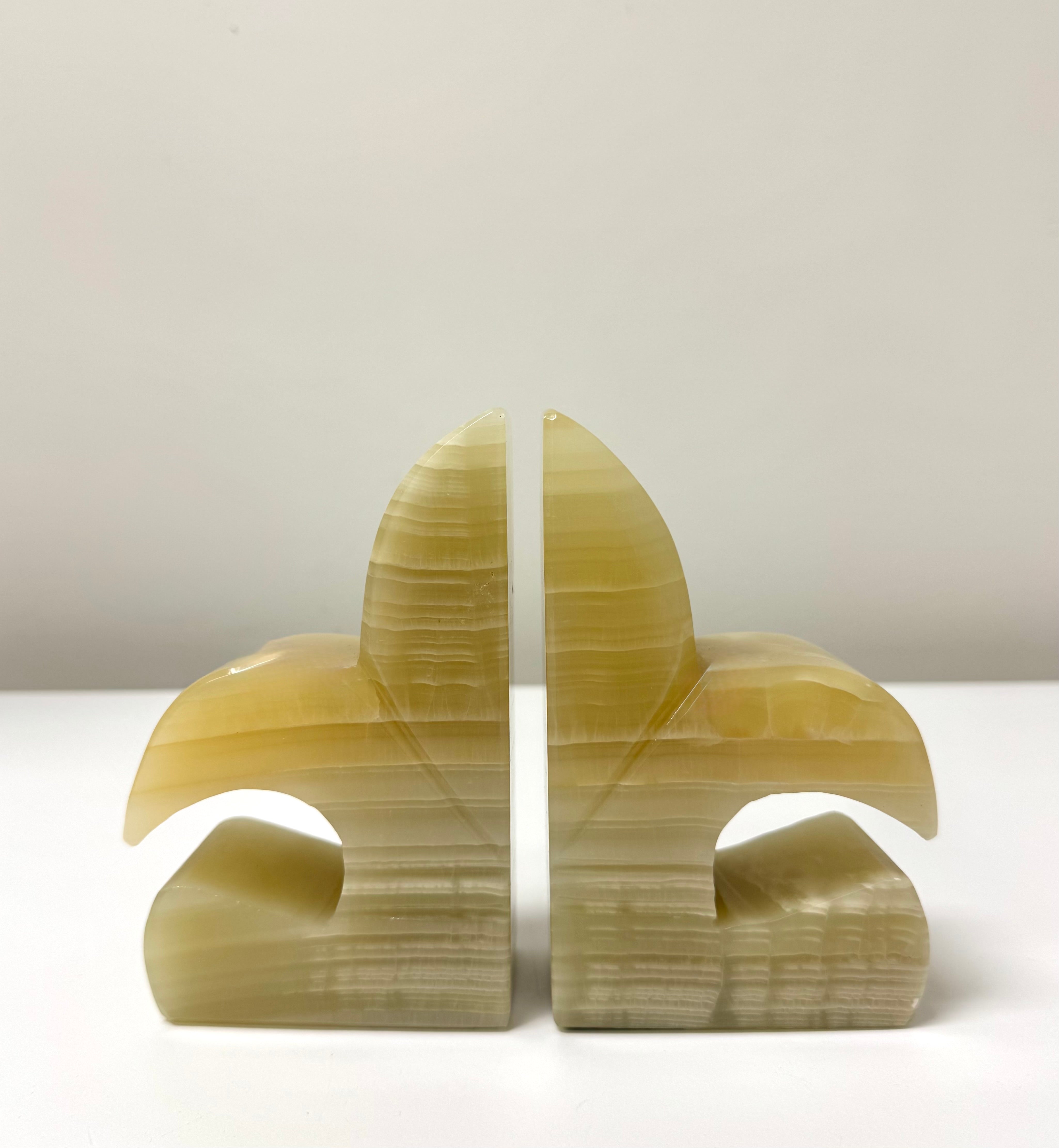 Onyx Fleur-de-Lys Bookends