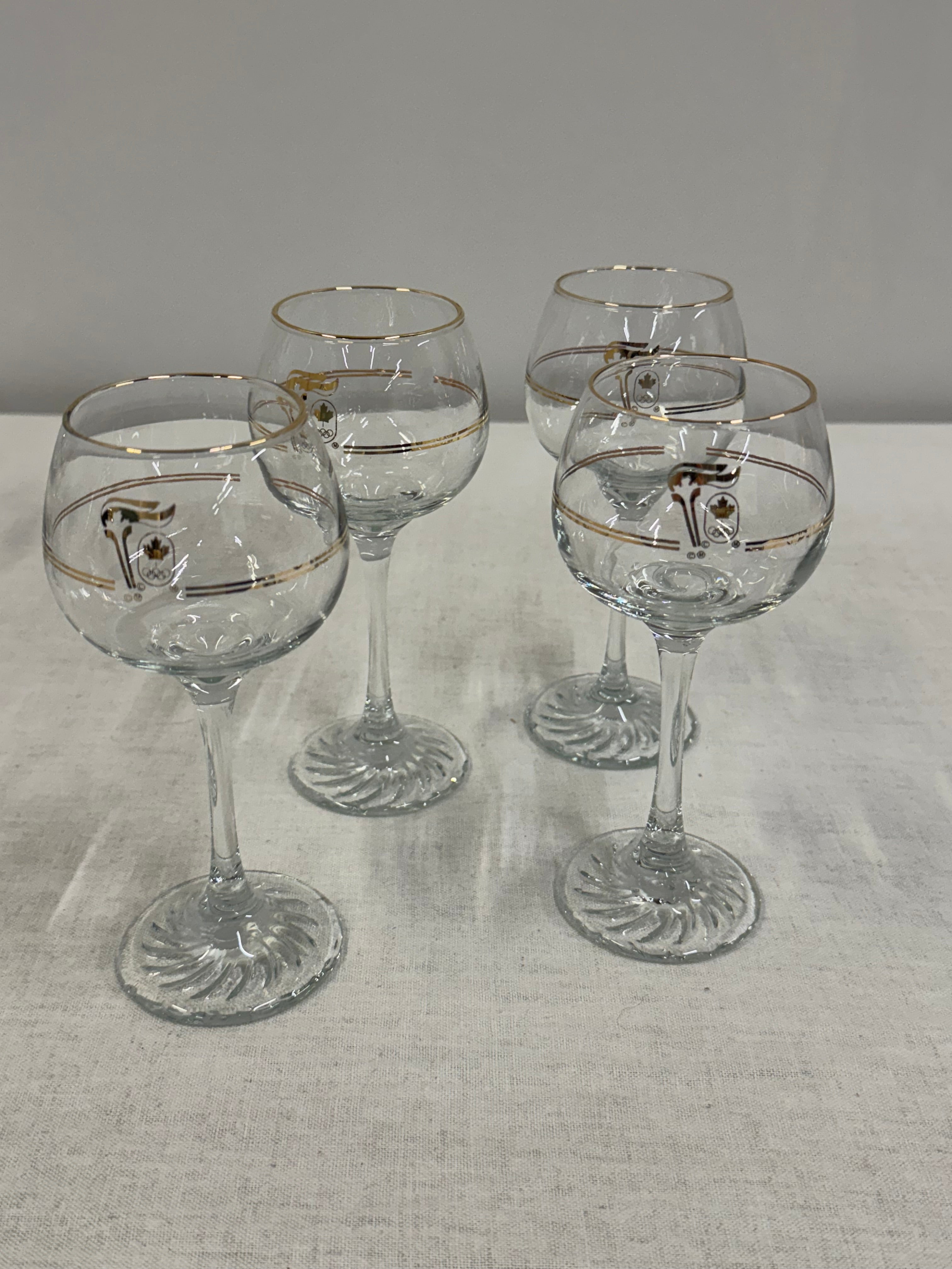 Vintage 1988 Canada Olympics Wine Glasses Set of 4