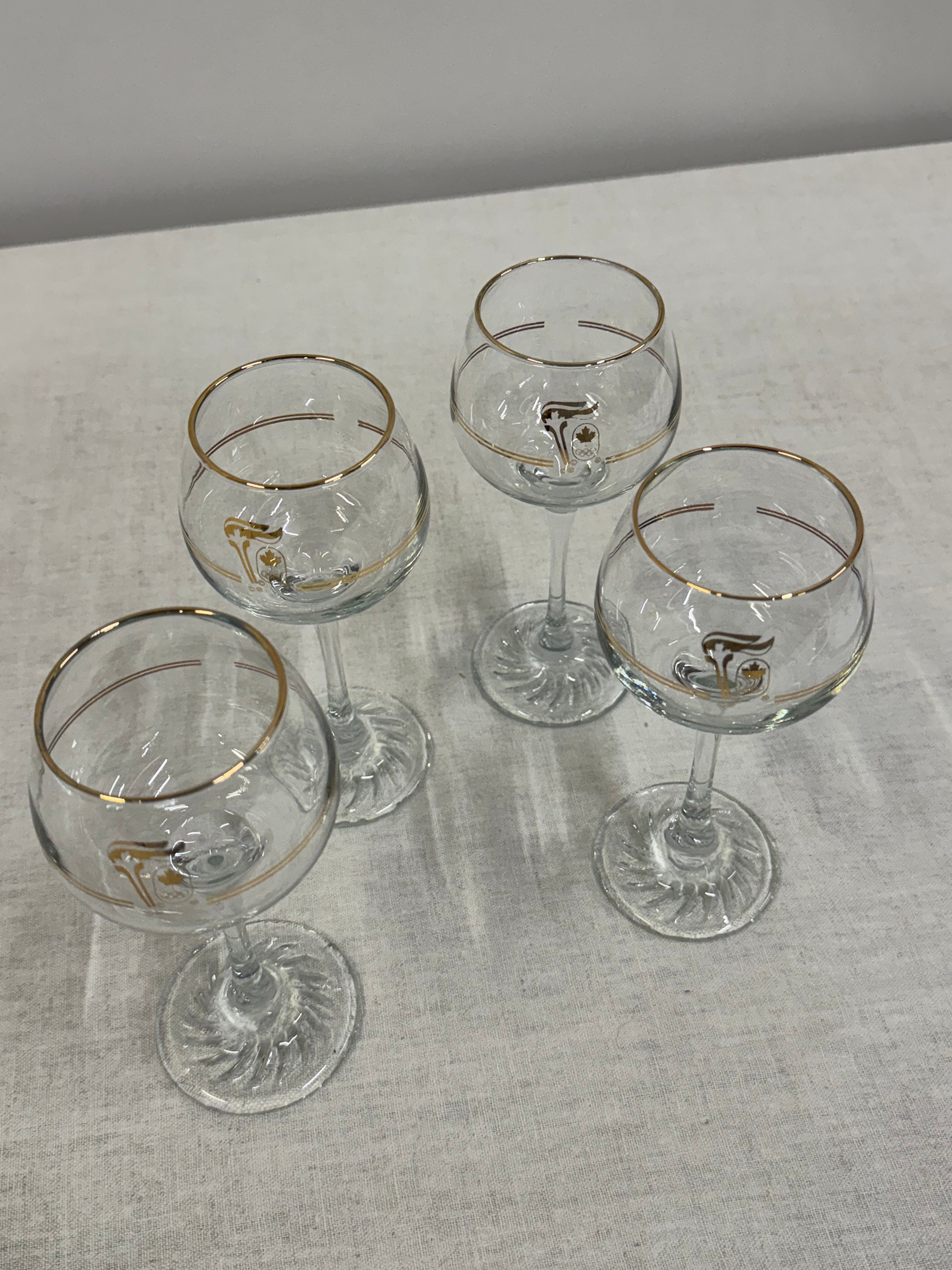 Vintage 1988 Canada Olympics Wine Glasses Set of 4