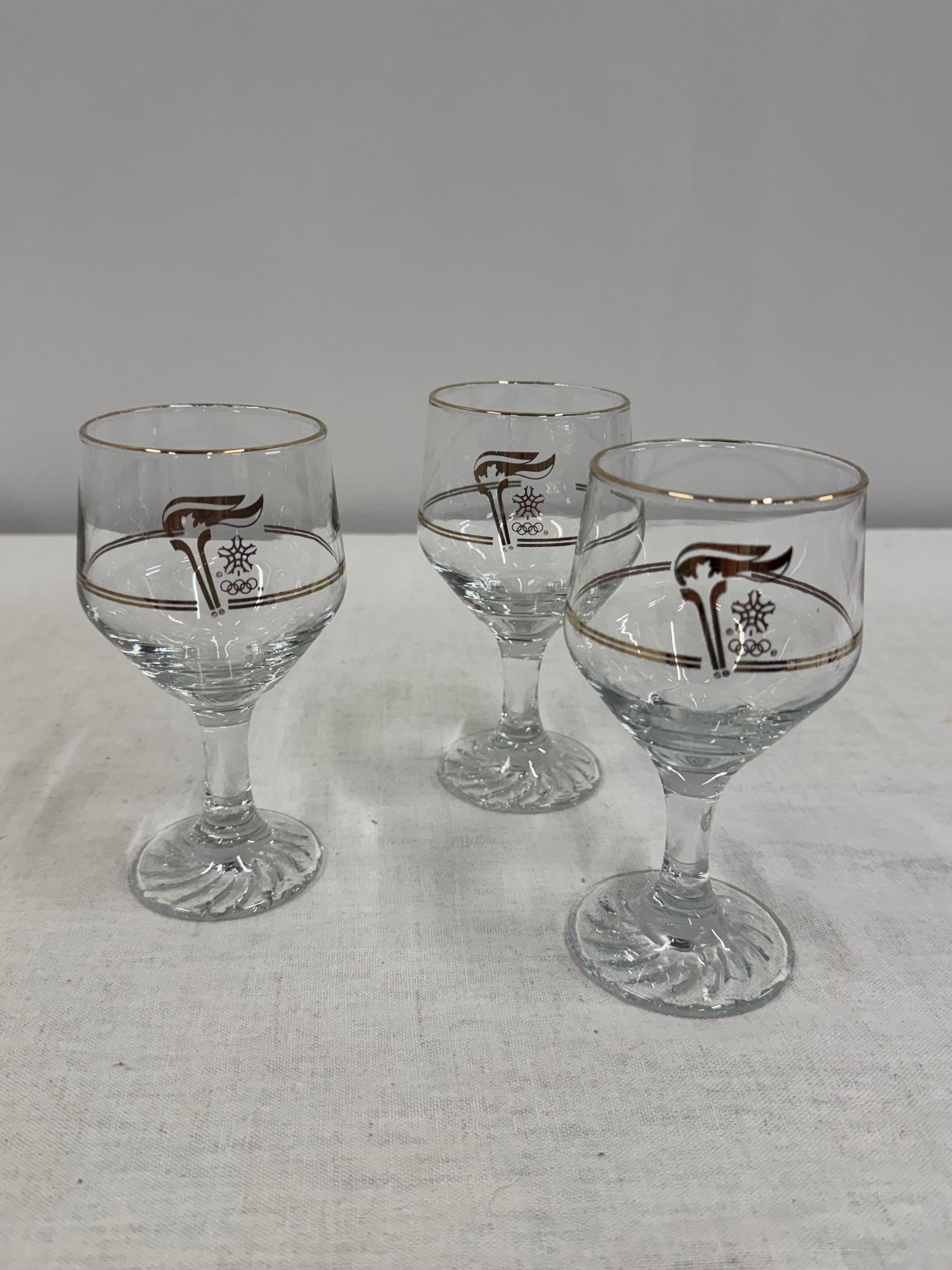 Vintage 1988 Canada Olympics Wine Glasses Set of 3