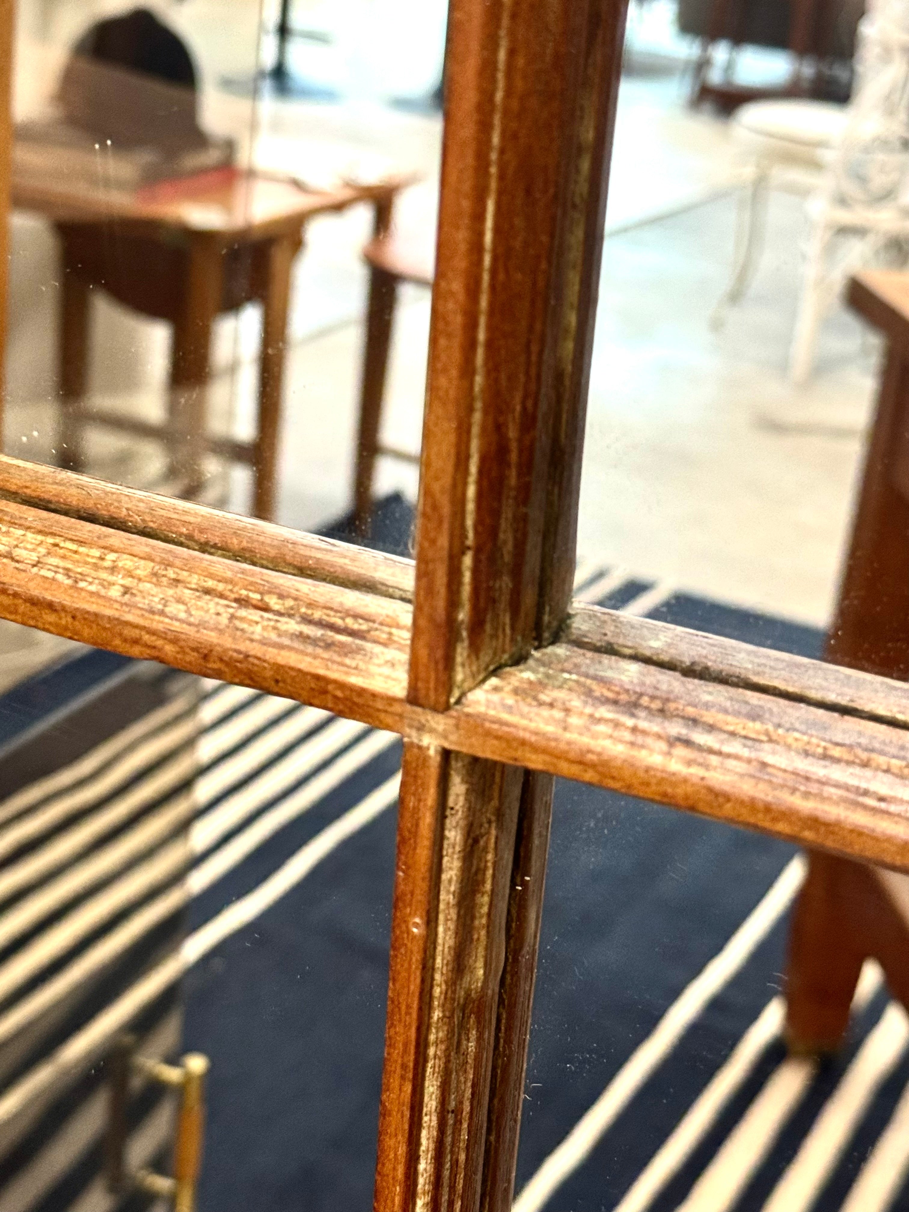 Vintage Pine Windowpane Mirror