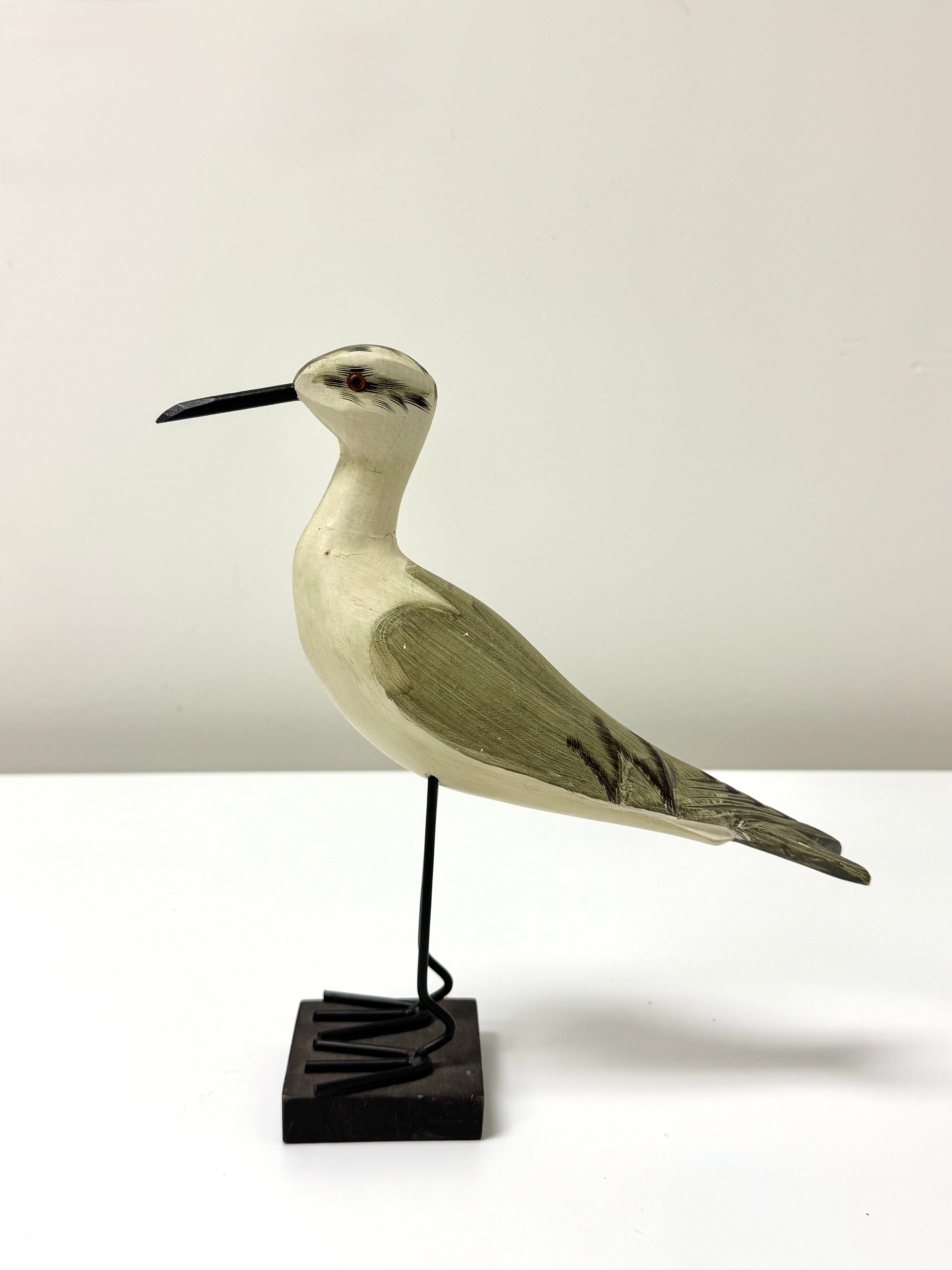 Hand-carved Wood Shore Bird Figure