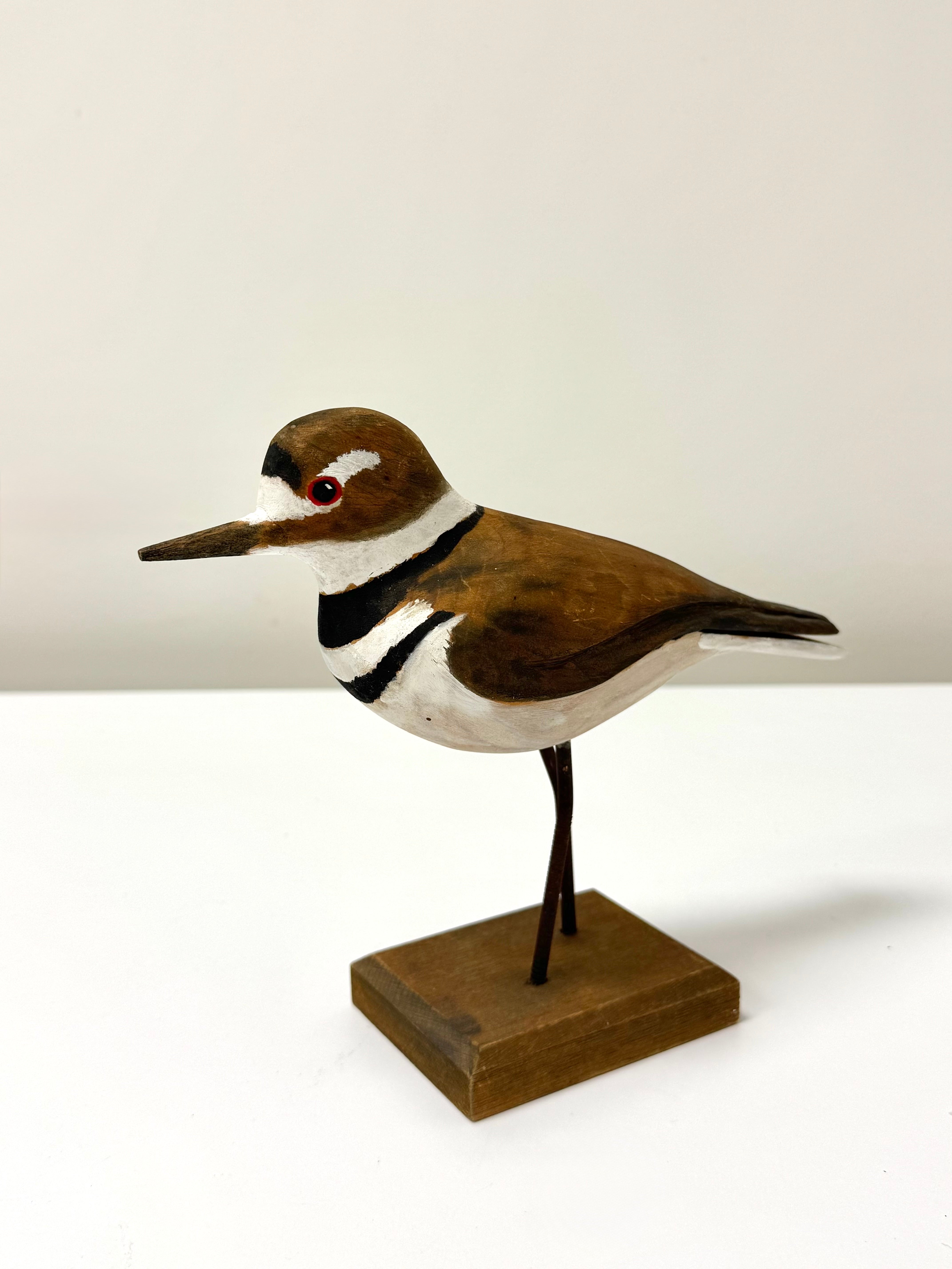 Hand-carved Wood Killdeer Figure