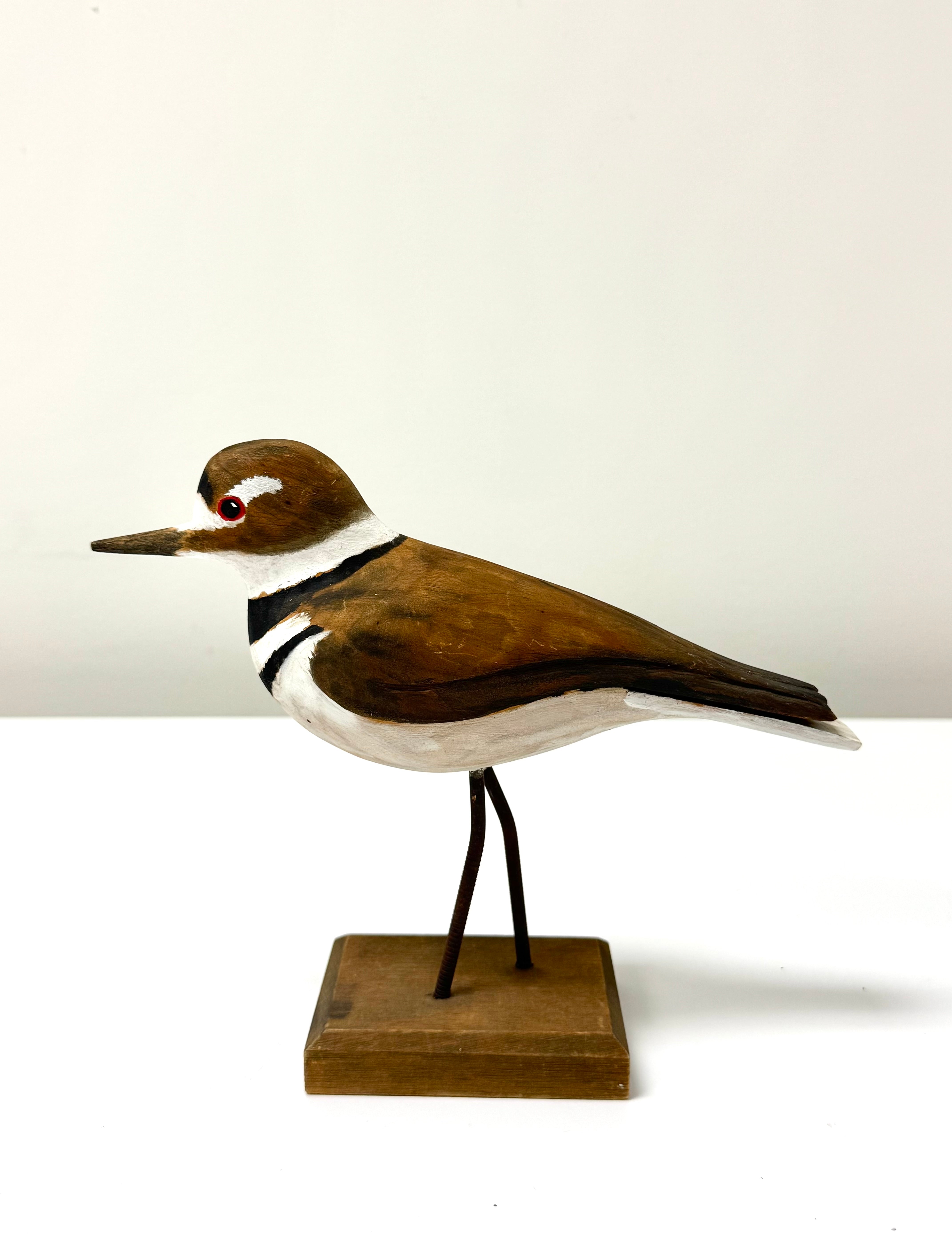Hand-carved Wood Killdeer Figure