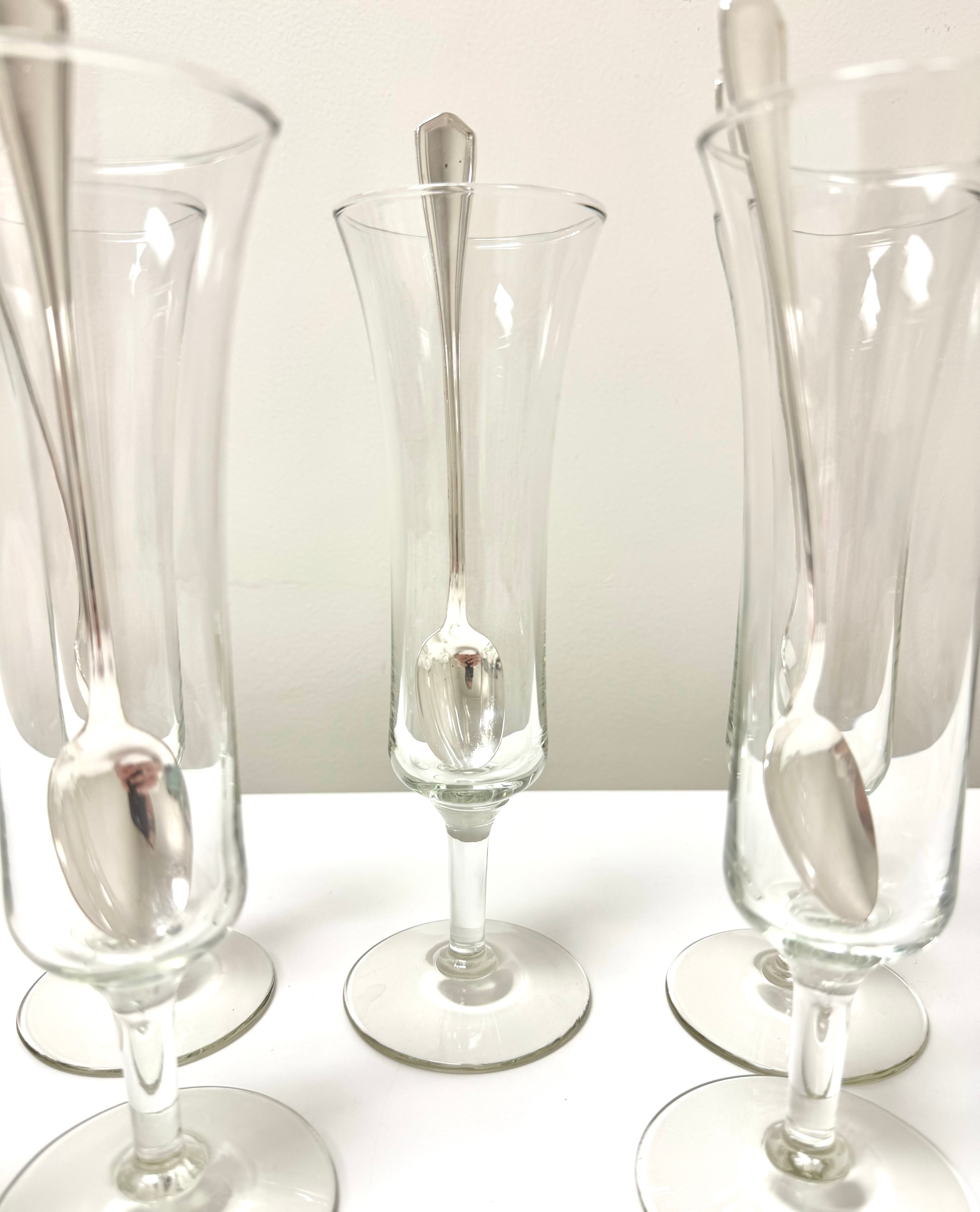 Parfait Glasses with Silver Spoons Set of 6