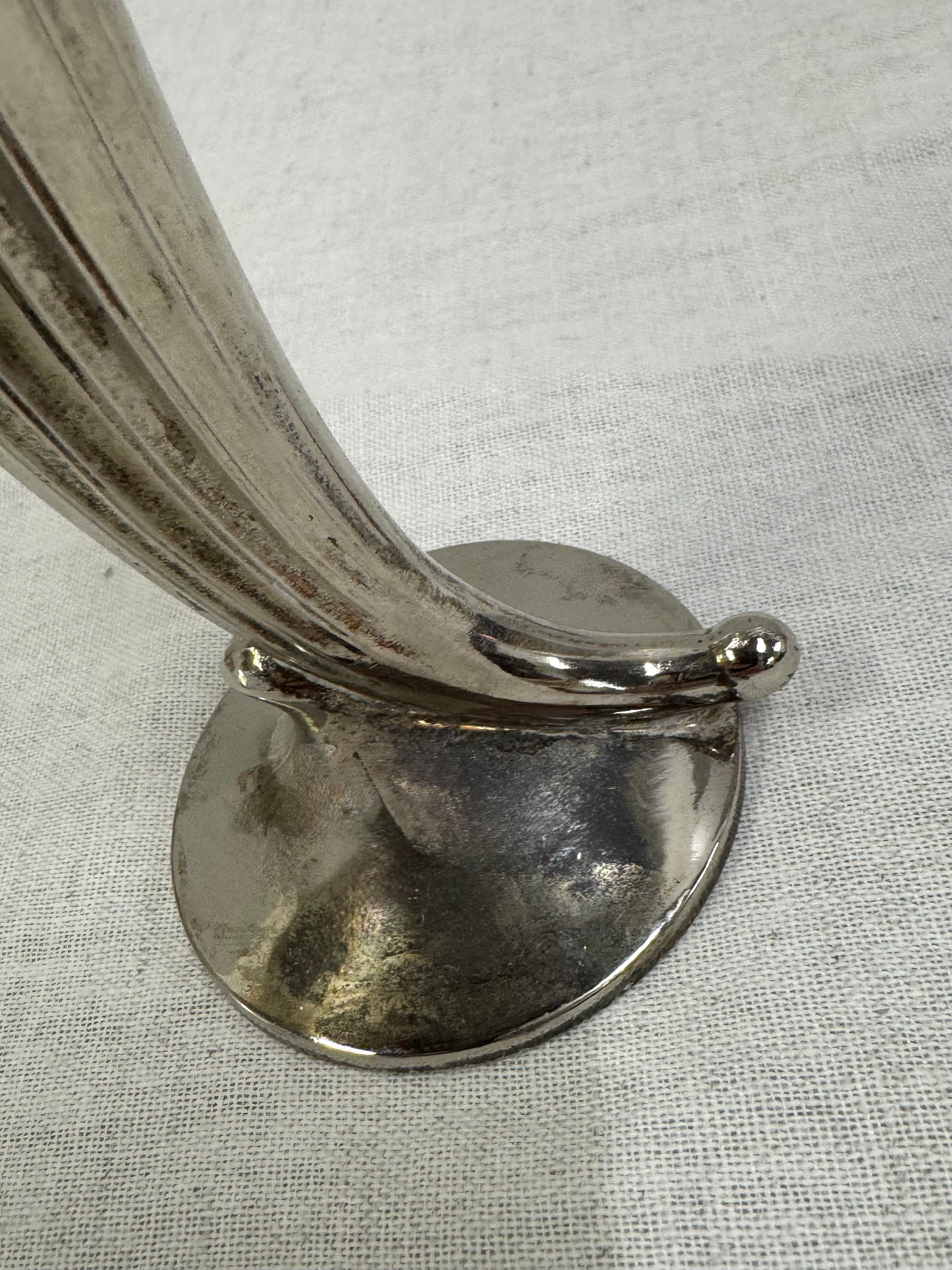 Aged Silver Horn Bud Vase