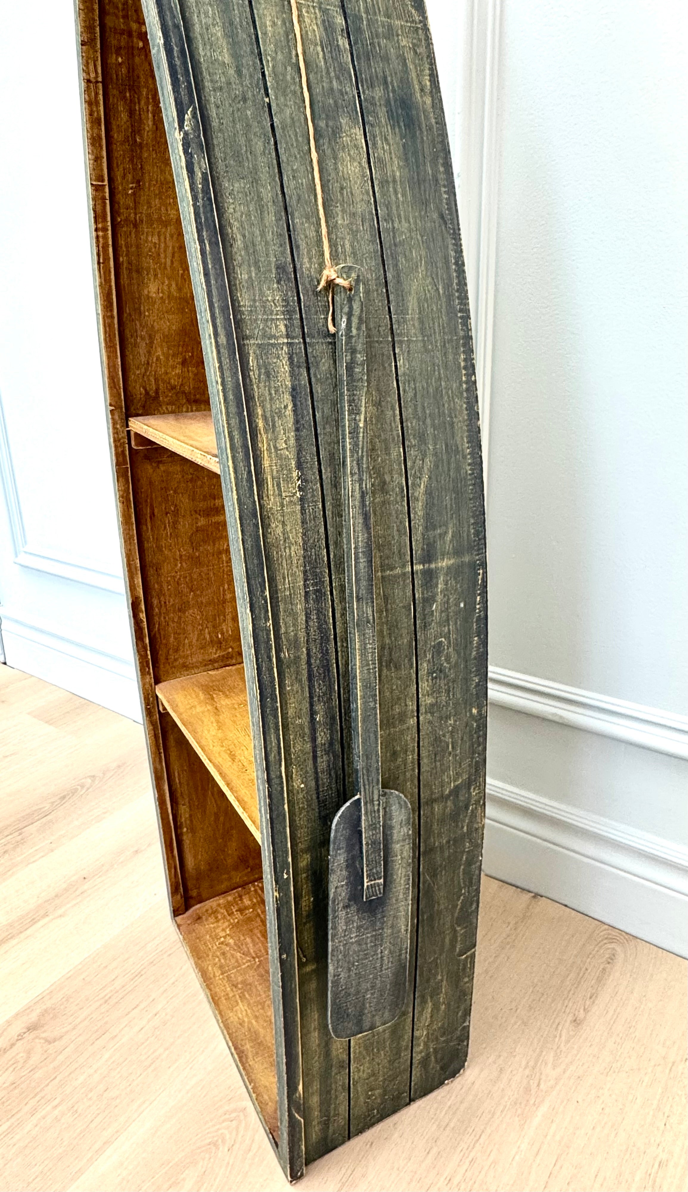 Rustic Wooden Row Boat Shelf