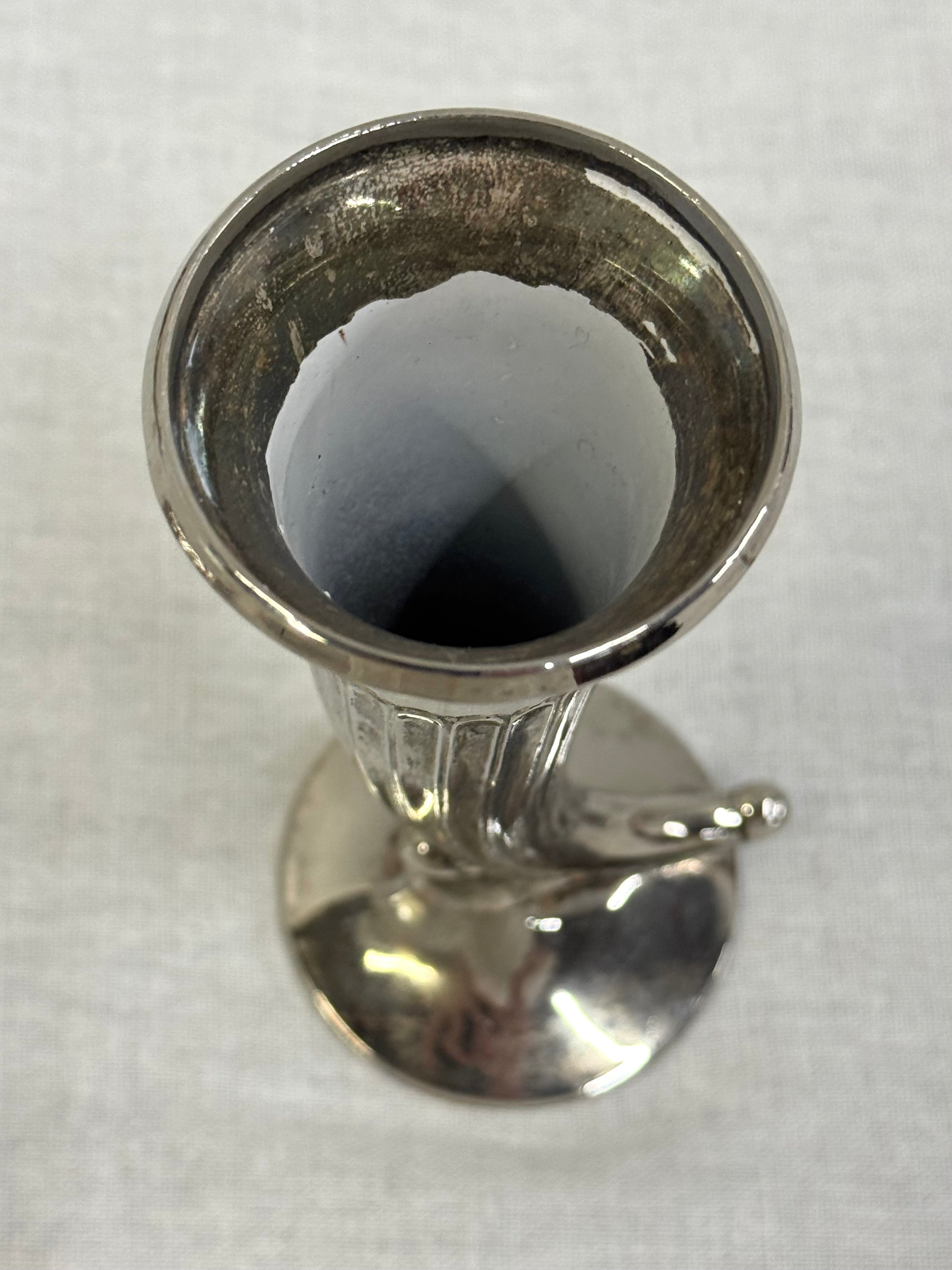 Aged Silver Horn Bud Vase