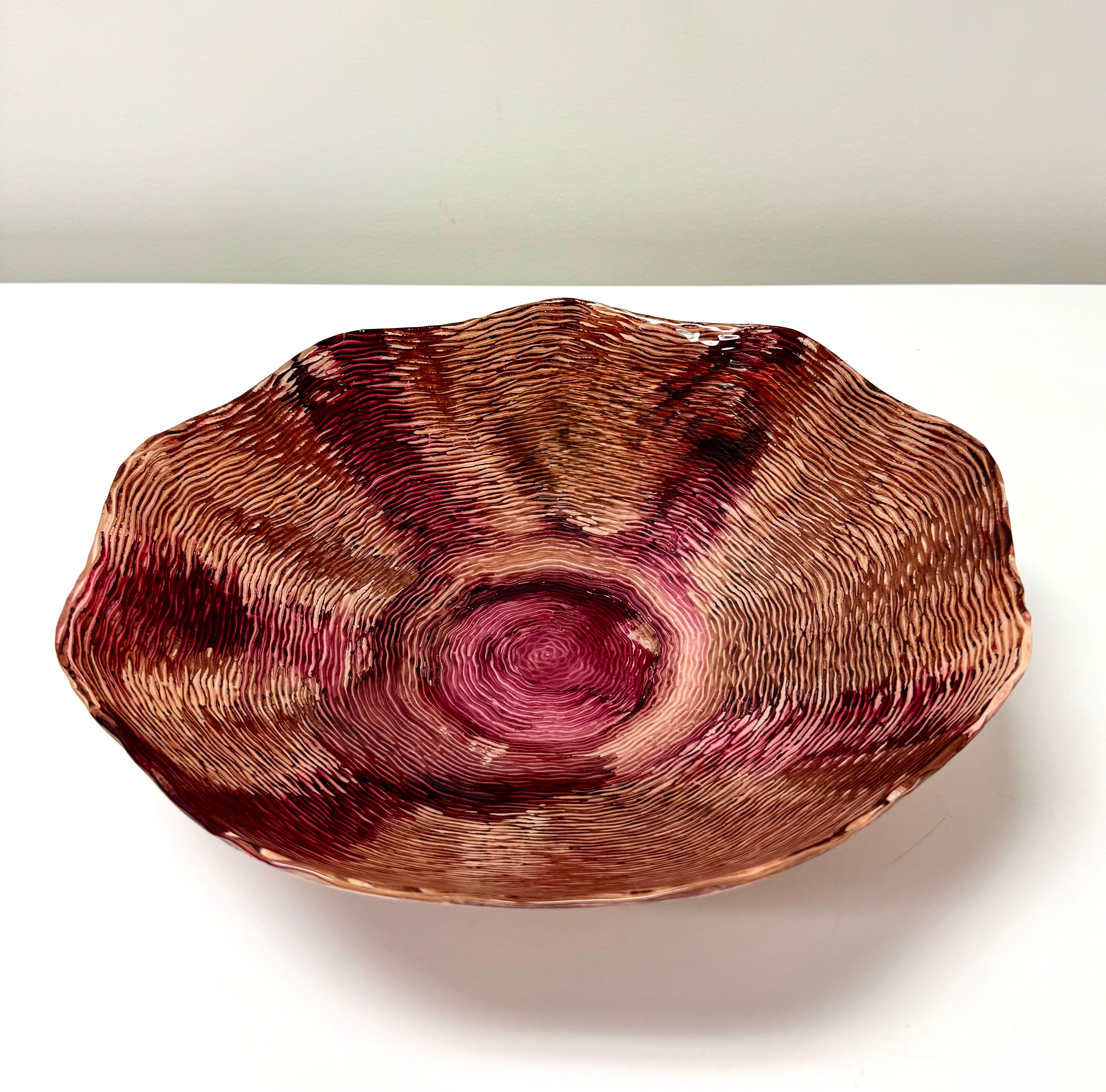 Pink & Brown Art Glass Bowl