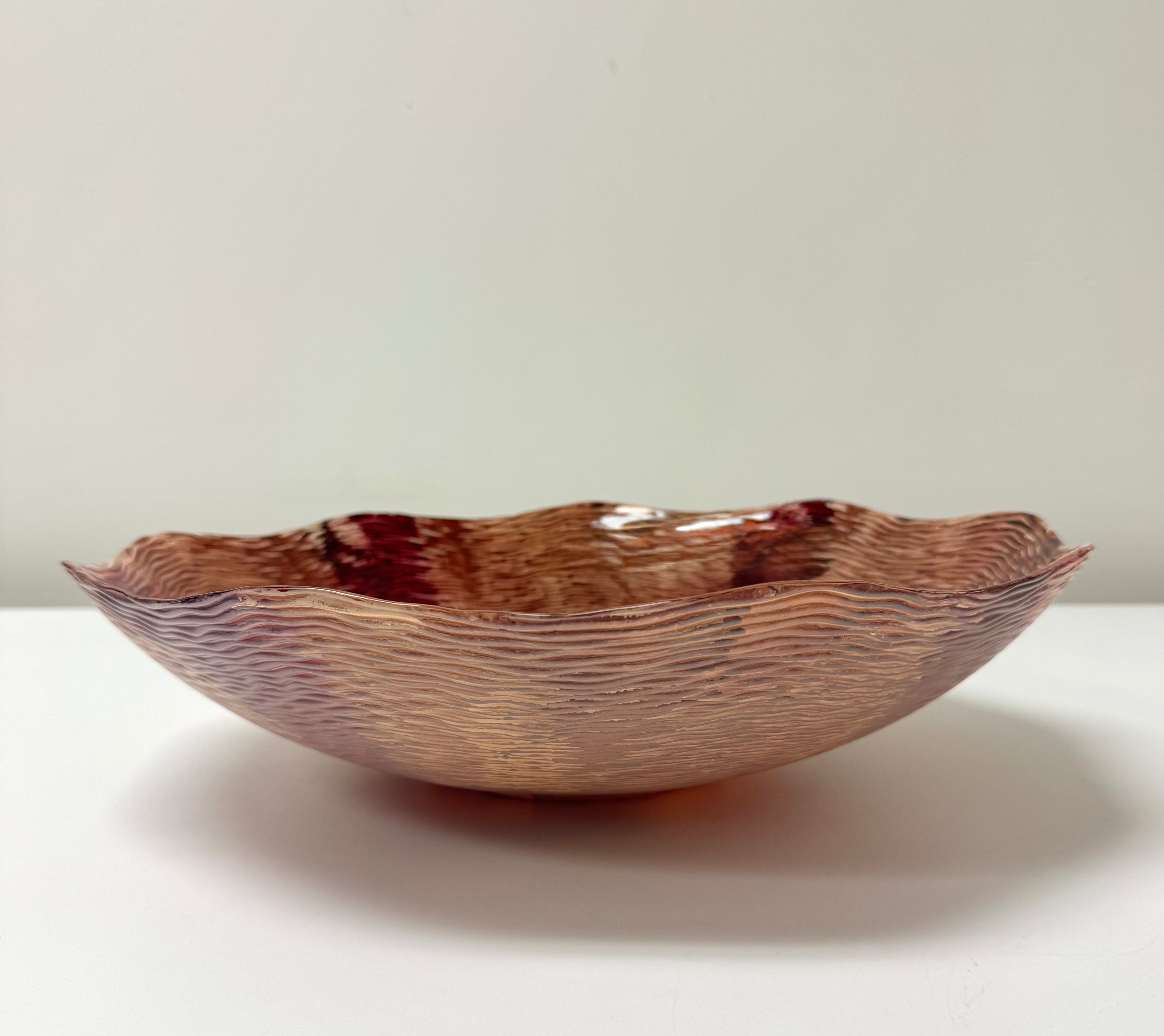 Pink & Brown Art Glass Bowl