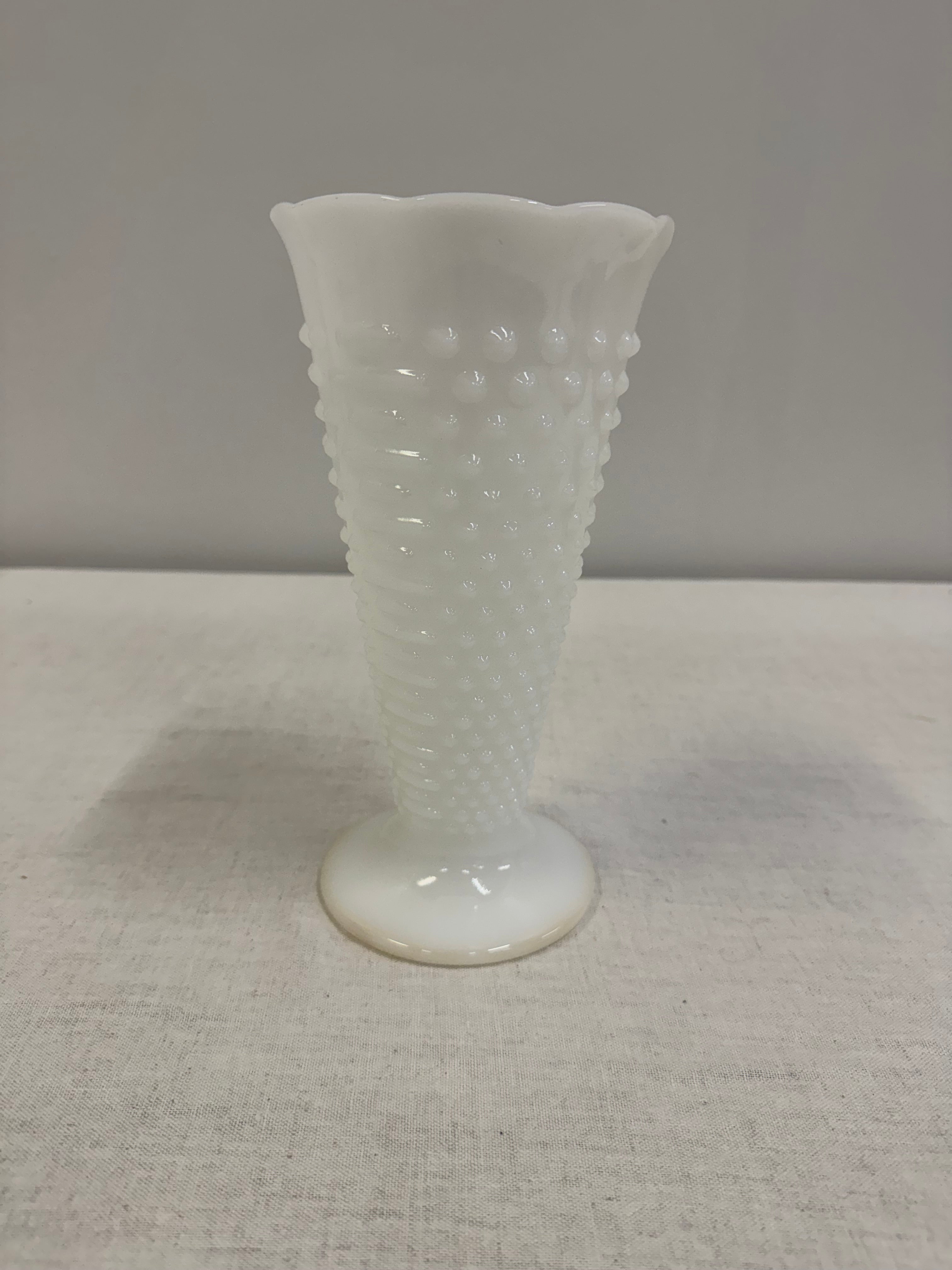 Hobnail Milk Glass 9-1/2" Vase