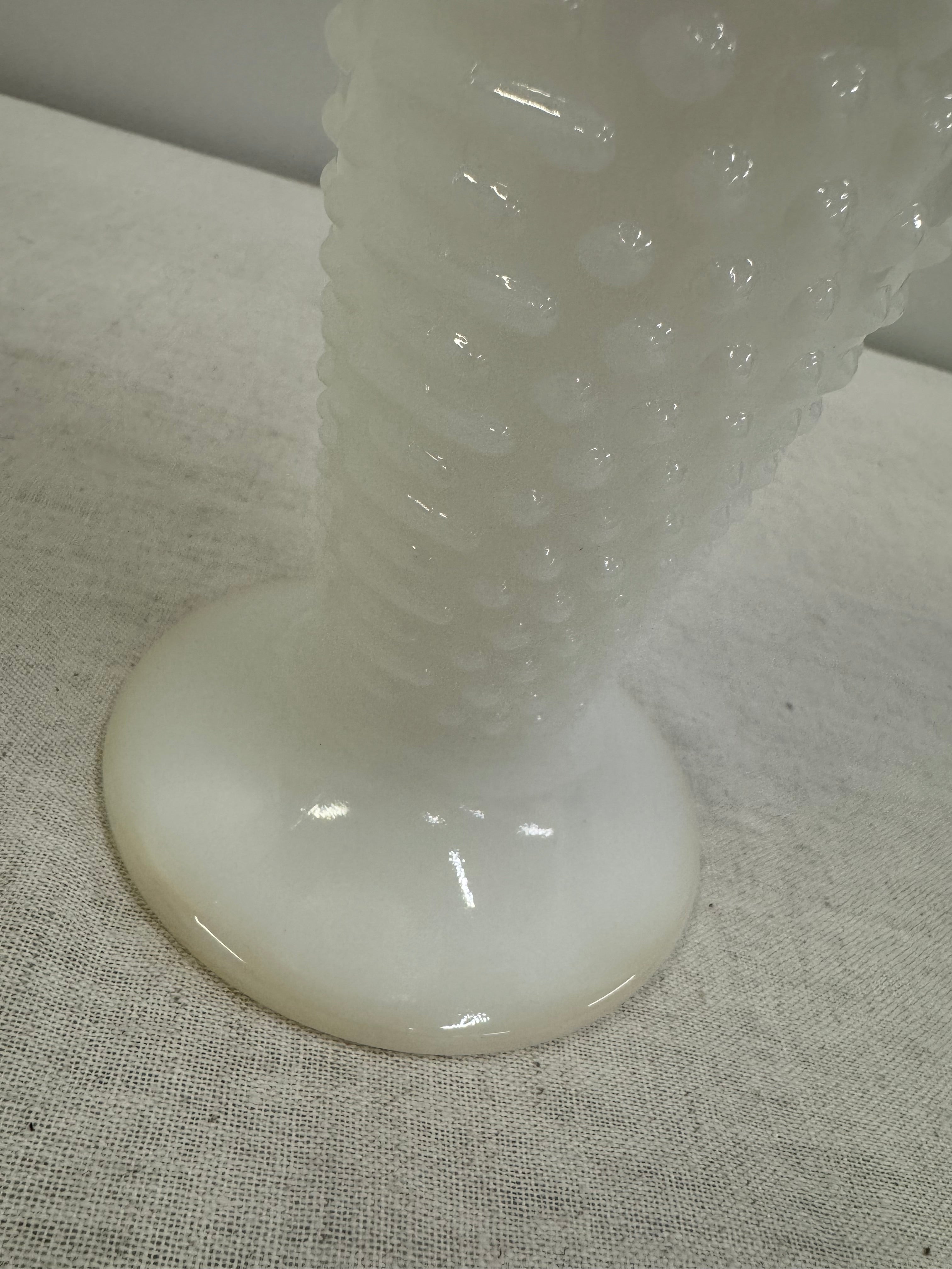 Hobnail Milk Glass 9-1/2" Vase