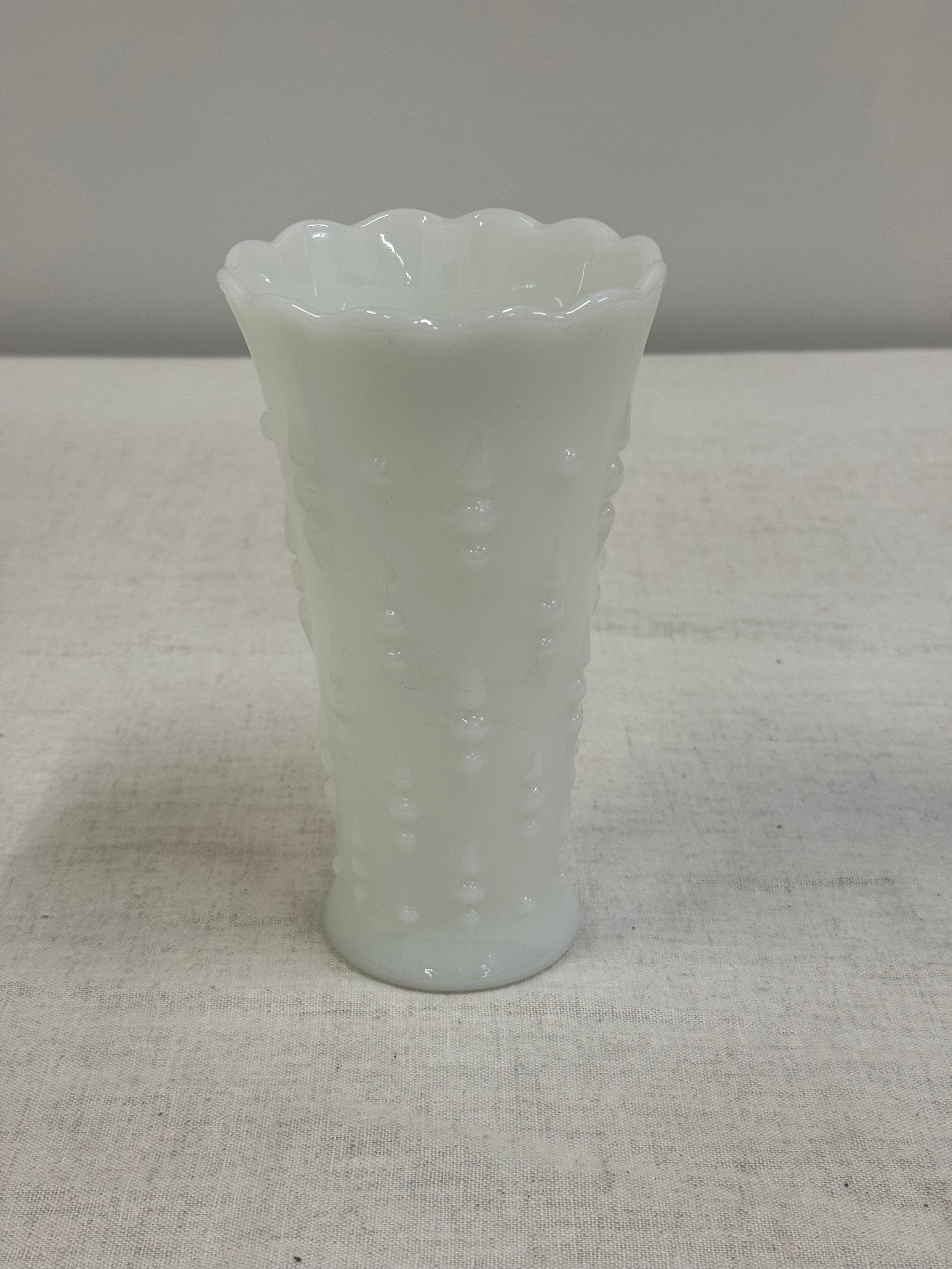 Tears & Pearls Milk Glass 7" Vase