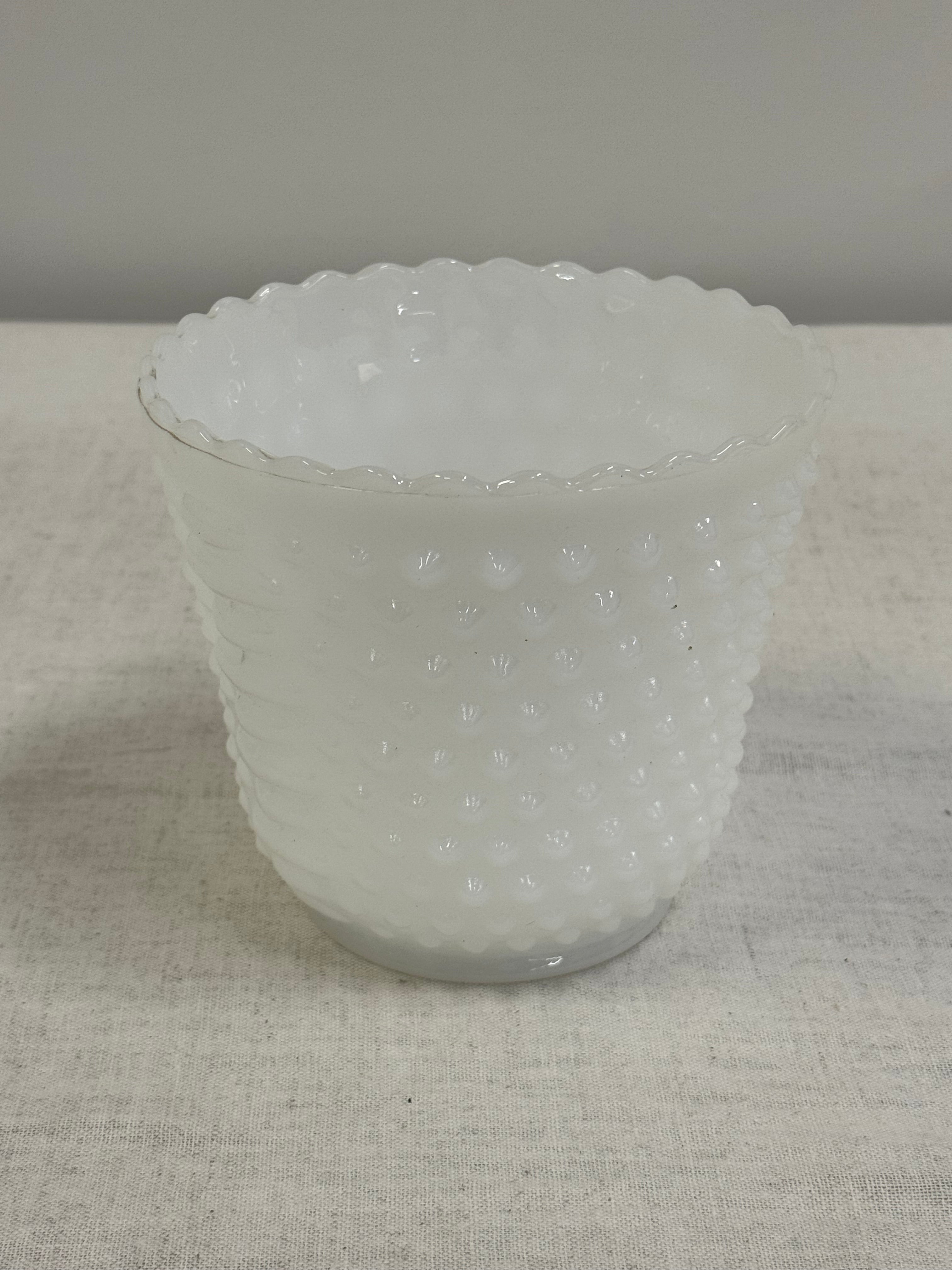 Hobnail Milk Glass Planter Footed Bowl