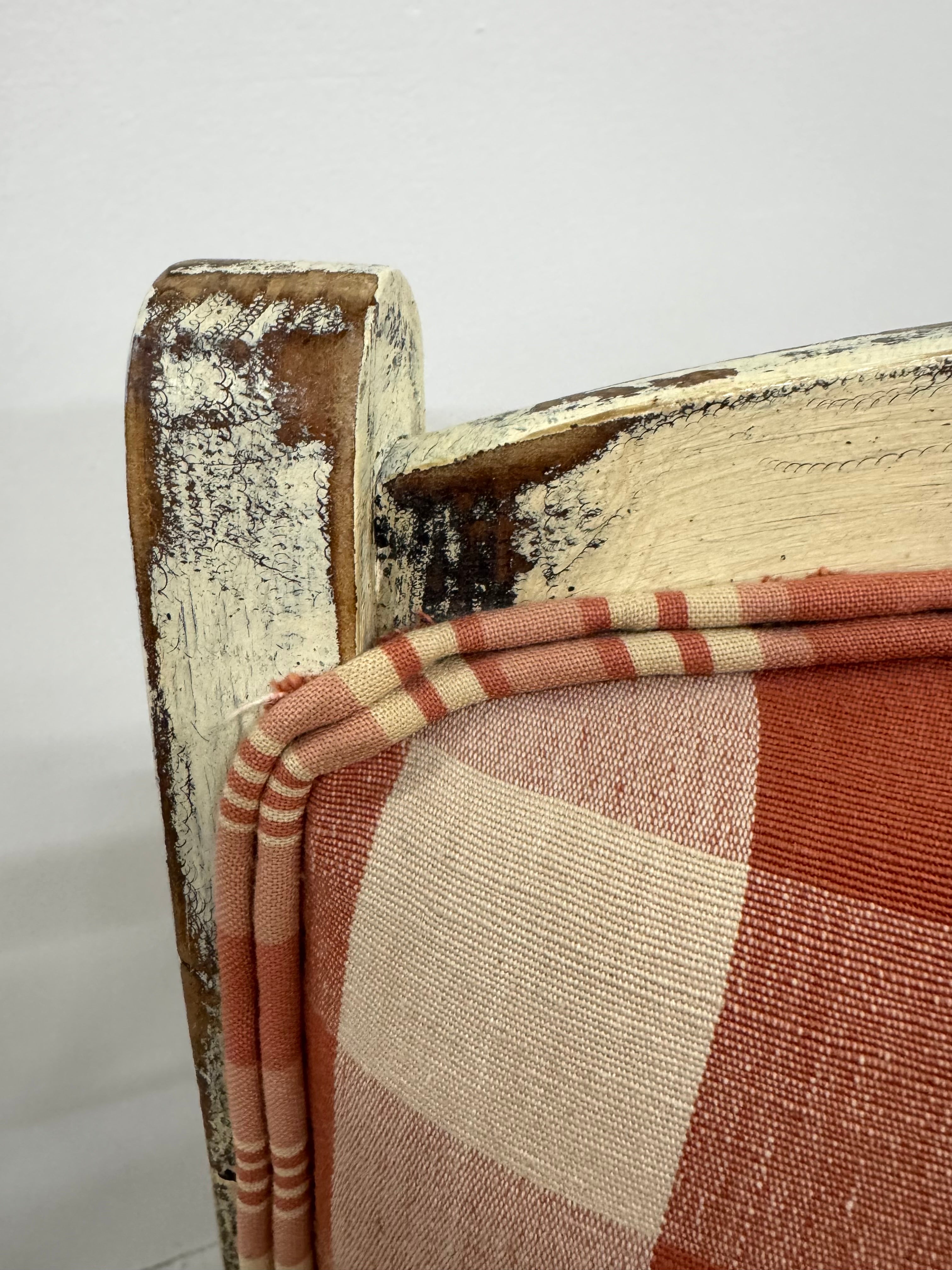 Vermilion and Ivory Check Chair with Ruffle