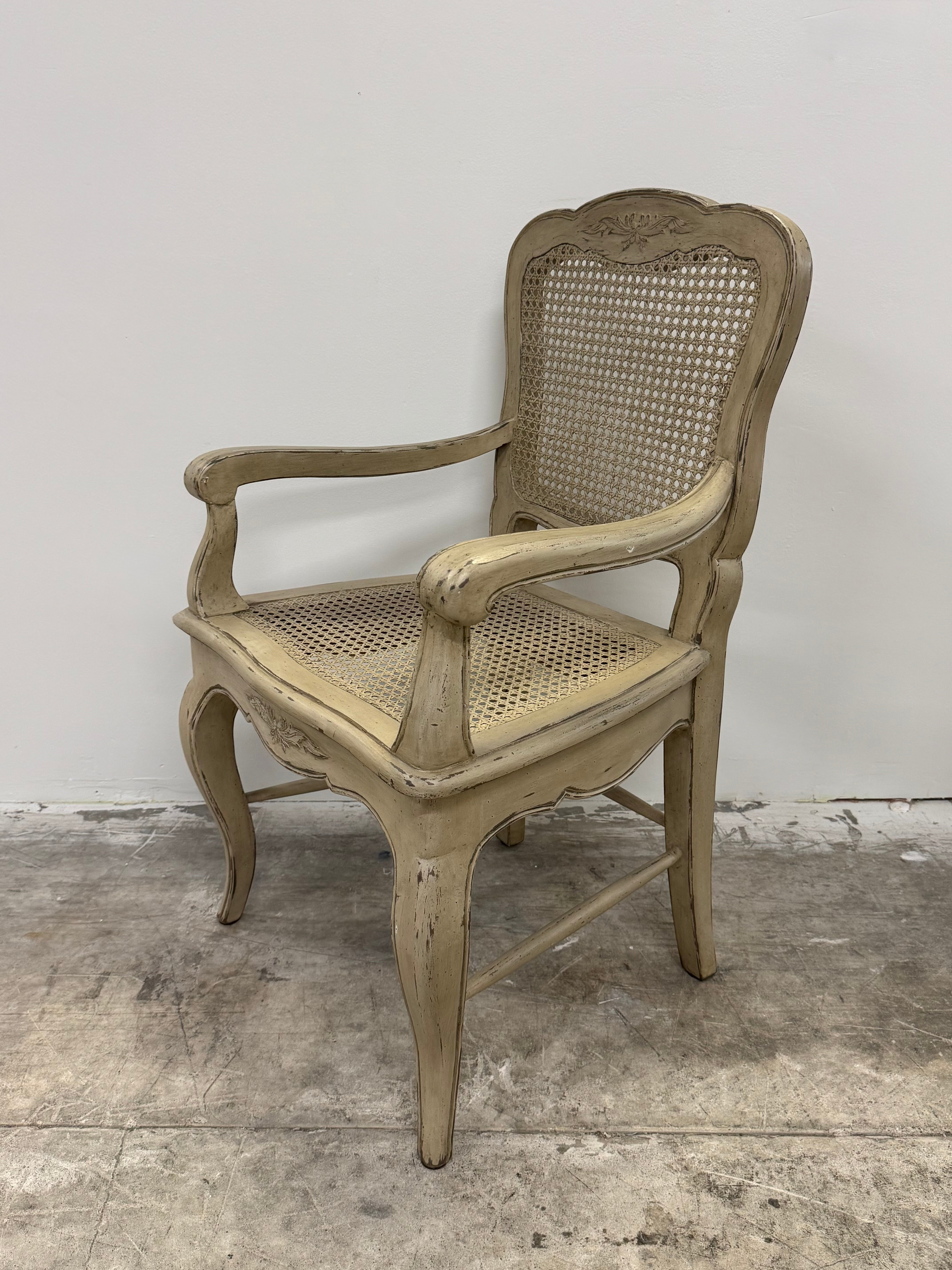 Distressed Cane Arm Chair
