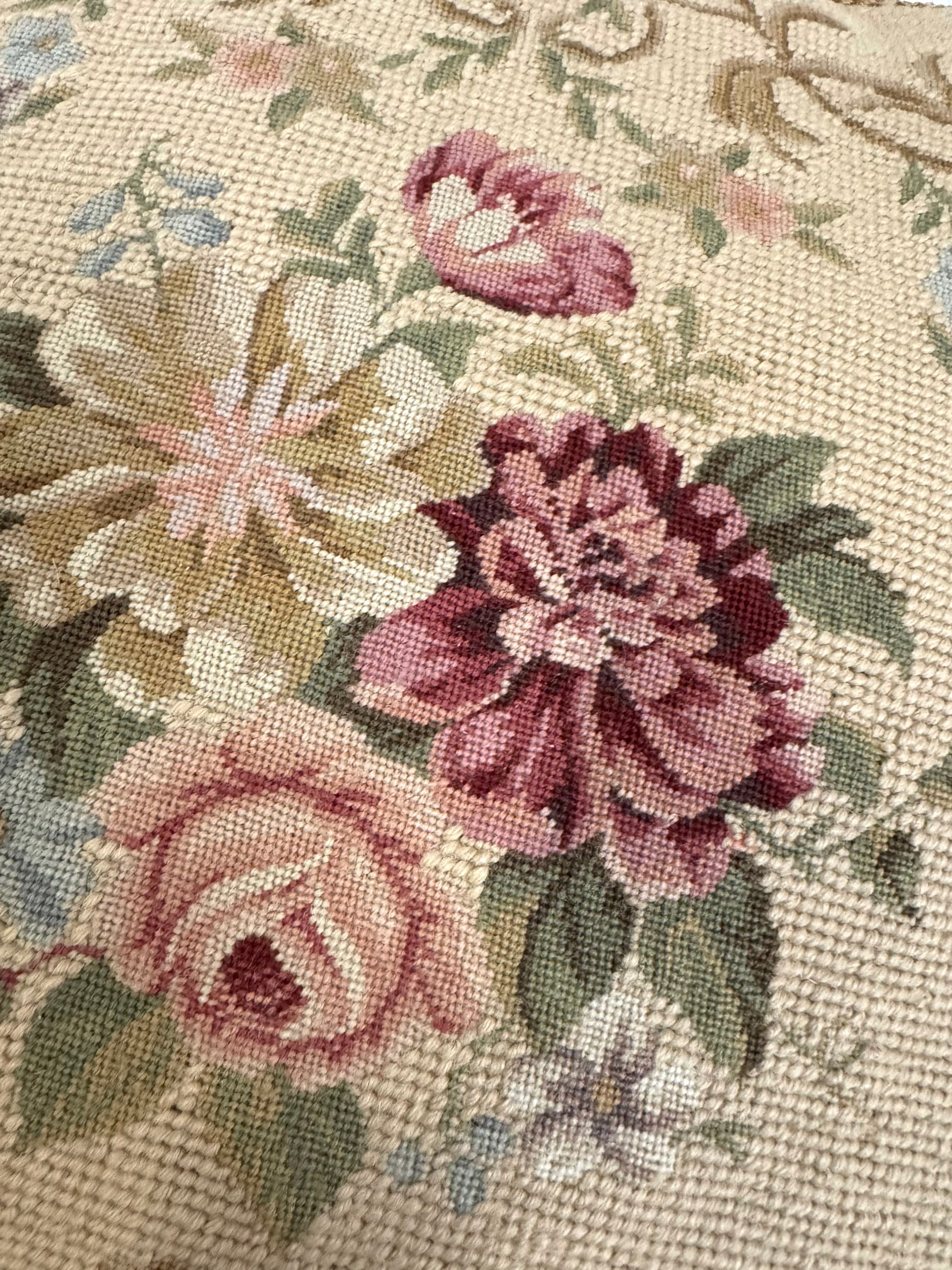 Roses Needlepoint 15" Tasseled Pillow