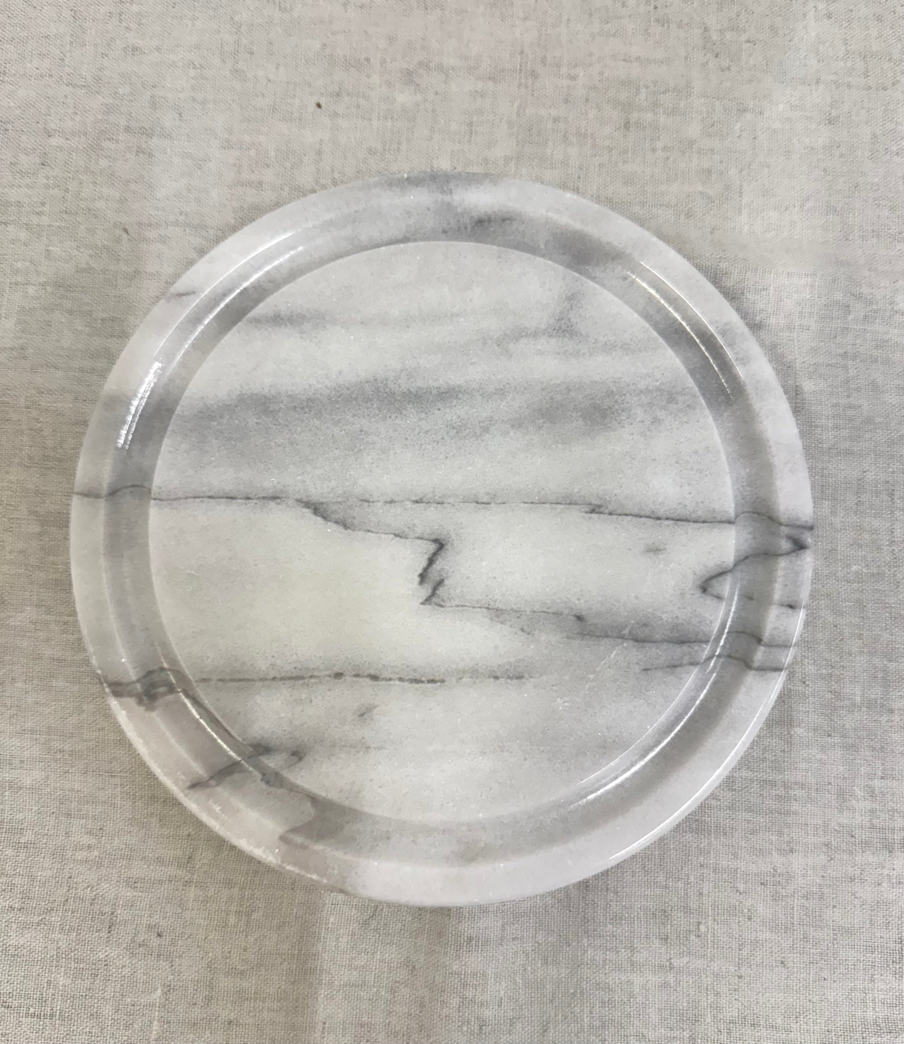 Carrara Marble 7" Cheese Board with Glass Dome