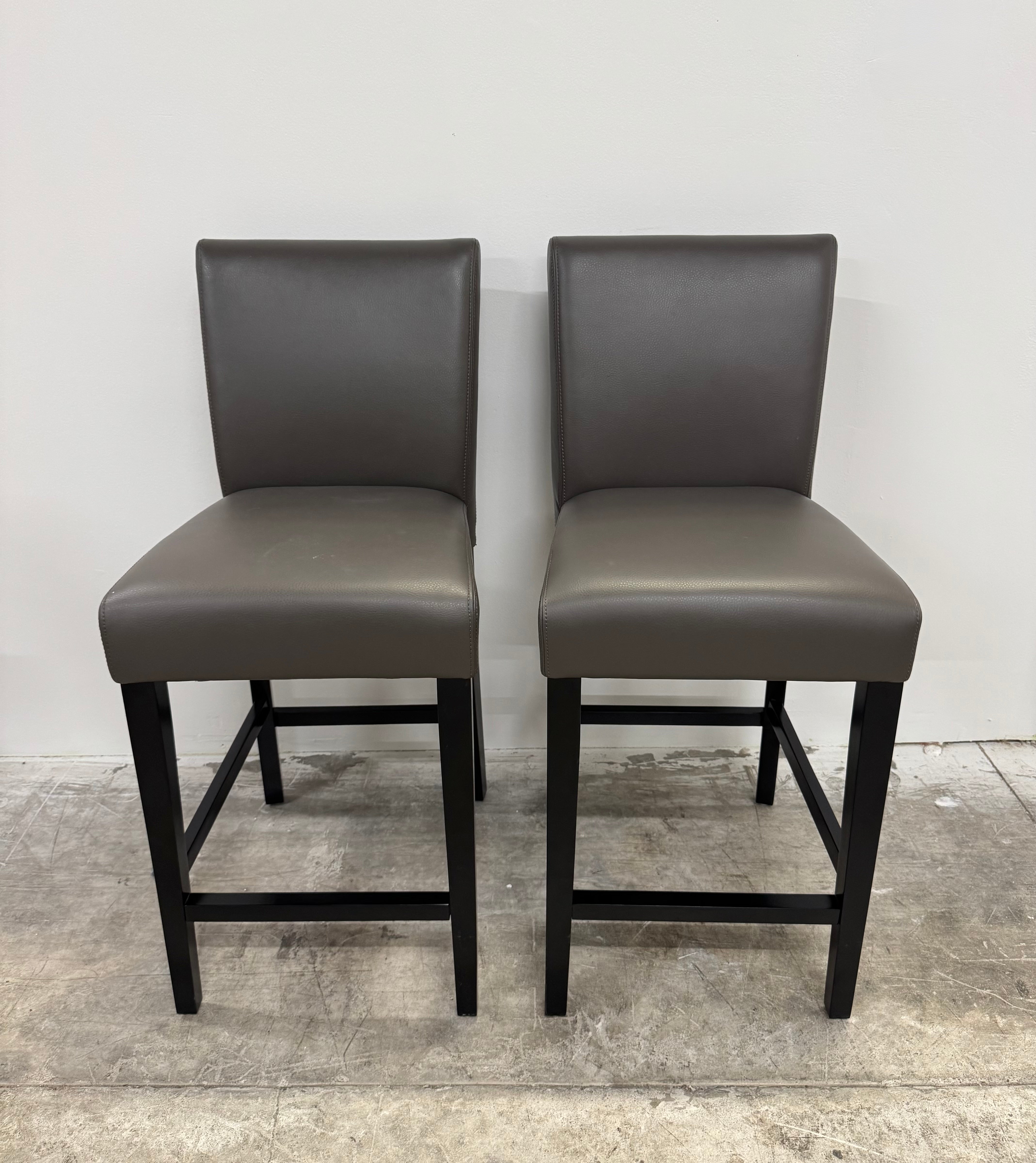 CRATE & BARREL 'Lowe' Leather Counter Stools Set of 2