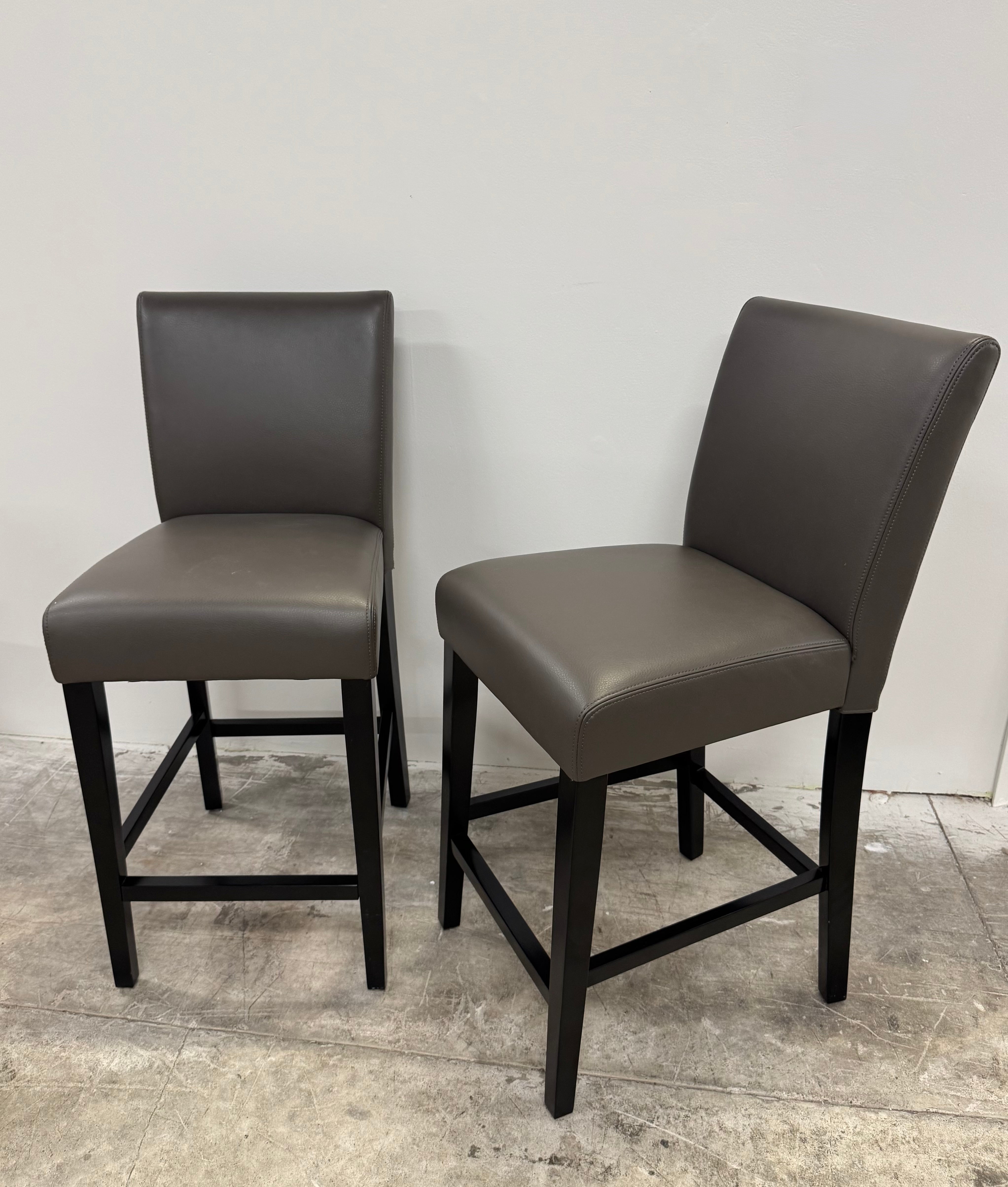 CRATE & BARREL 'Lowe' Leather Counter Stools Set of 2