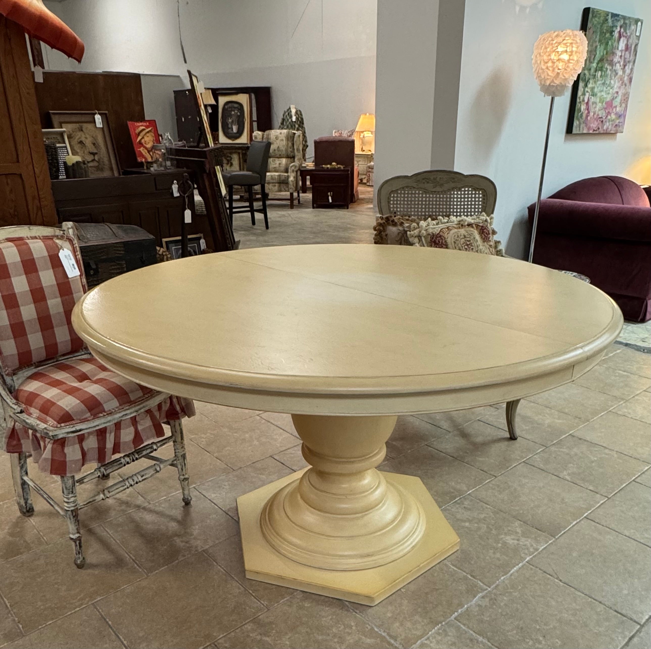 Cornsilk Ivory 54" Dining Table with 18" Leaf