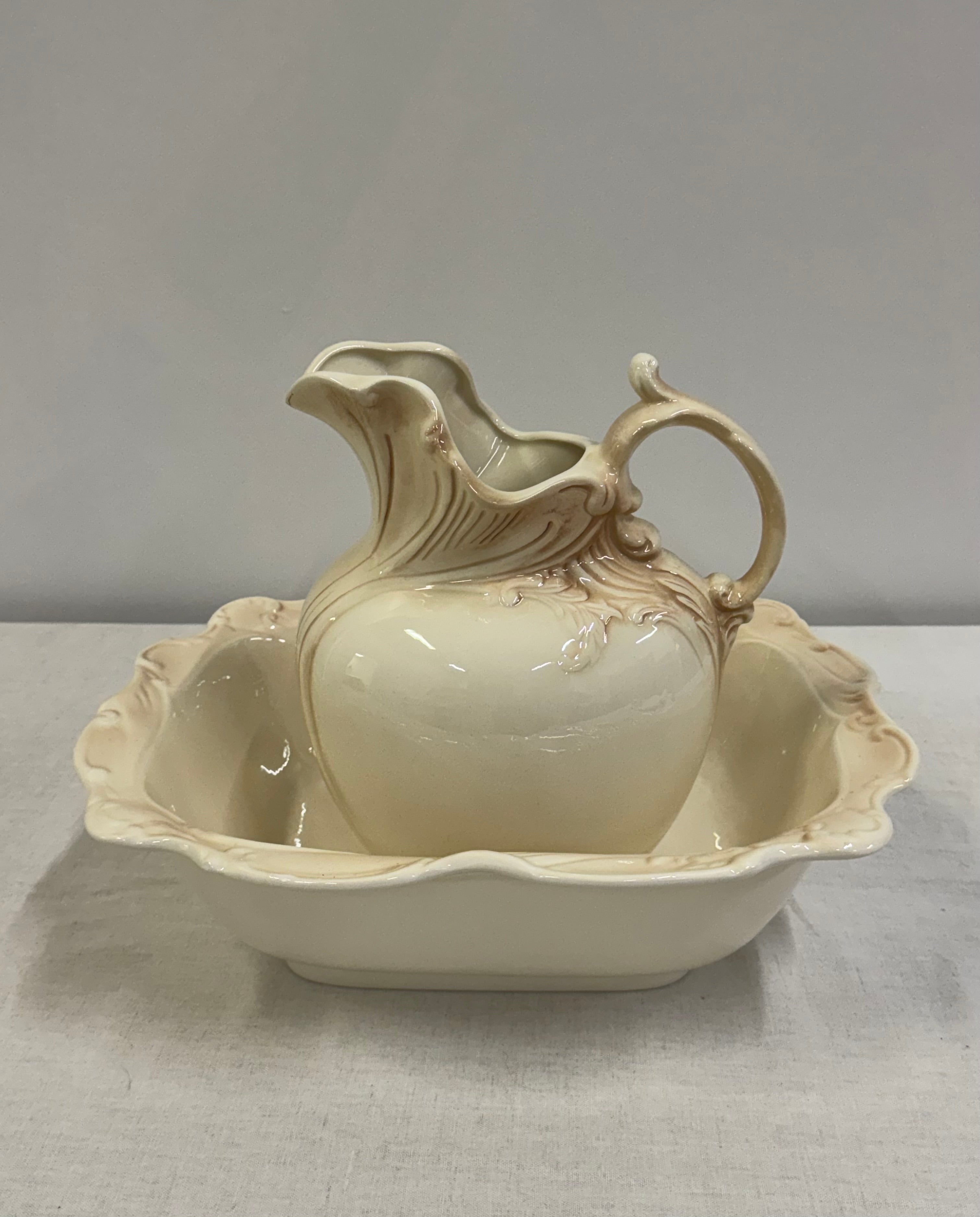 Vintage Cream Pitcher and Bowl Set