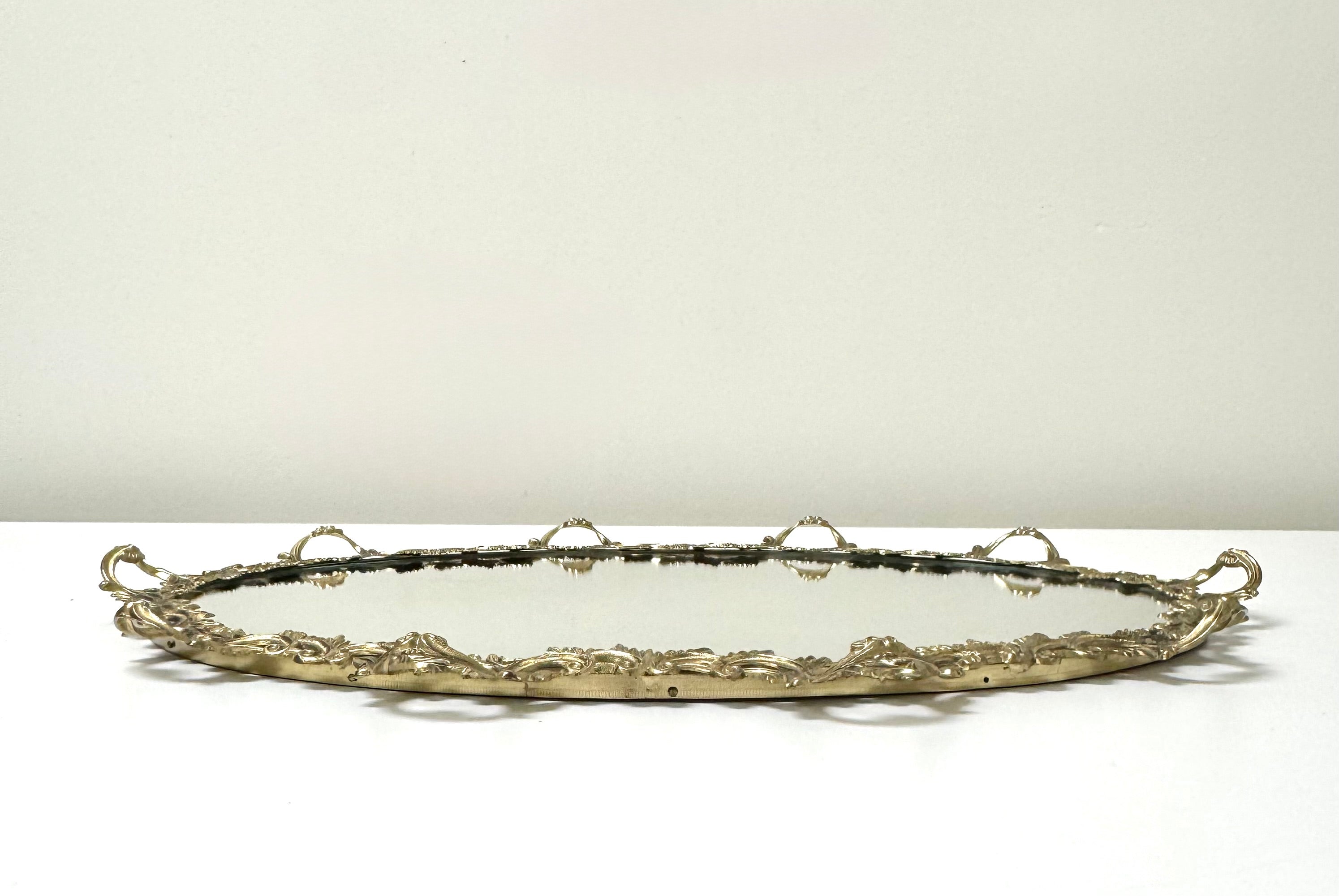 Vintage Rococo Revival Brass Vanity Tray