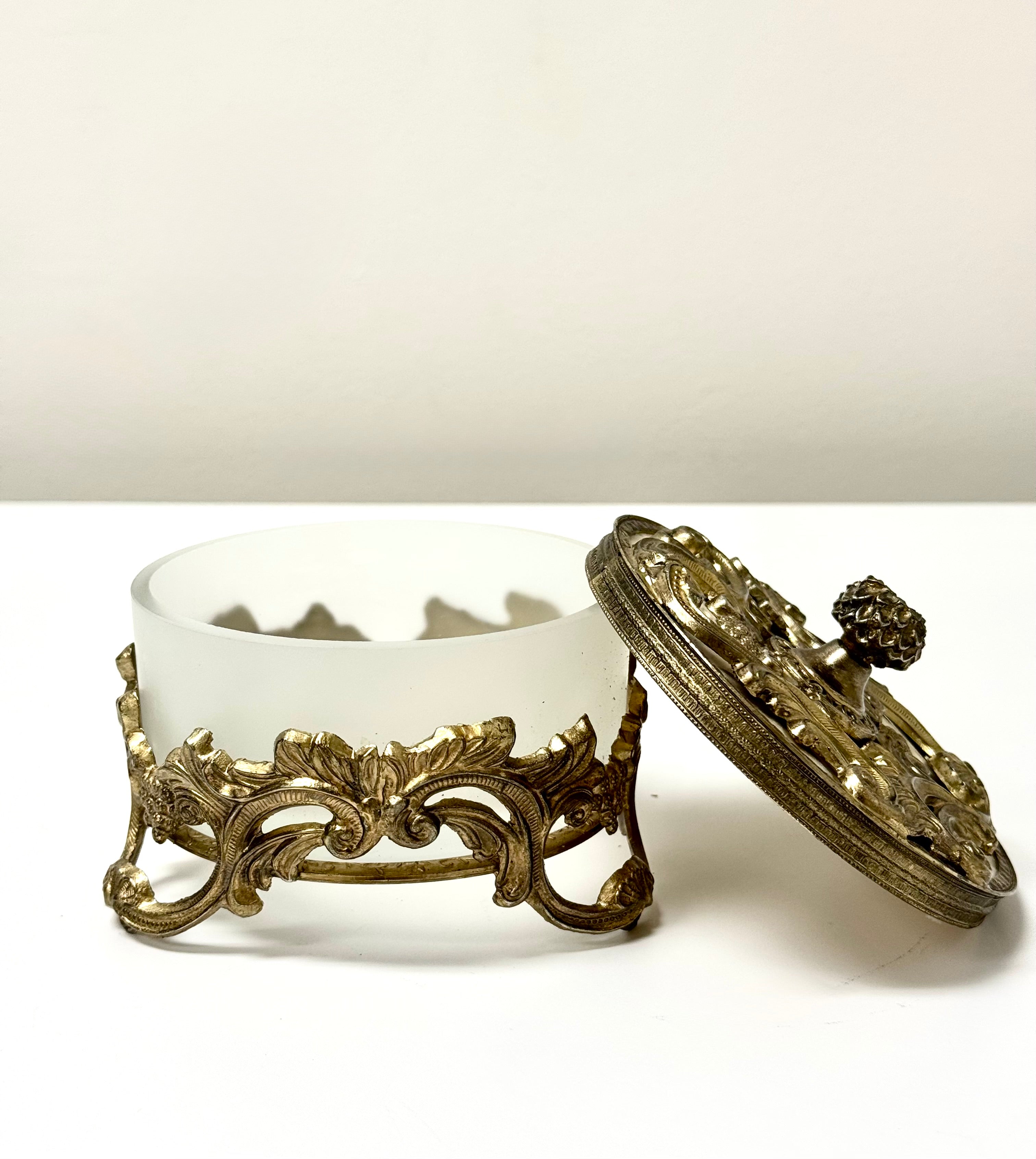 Vintage Brass Rococo Revival Powder Box