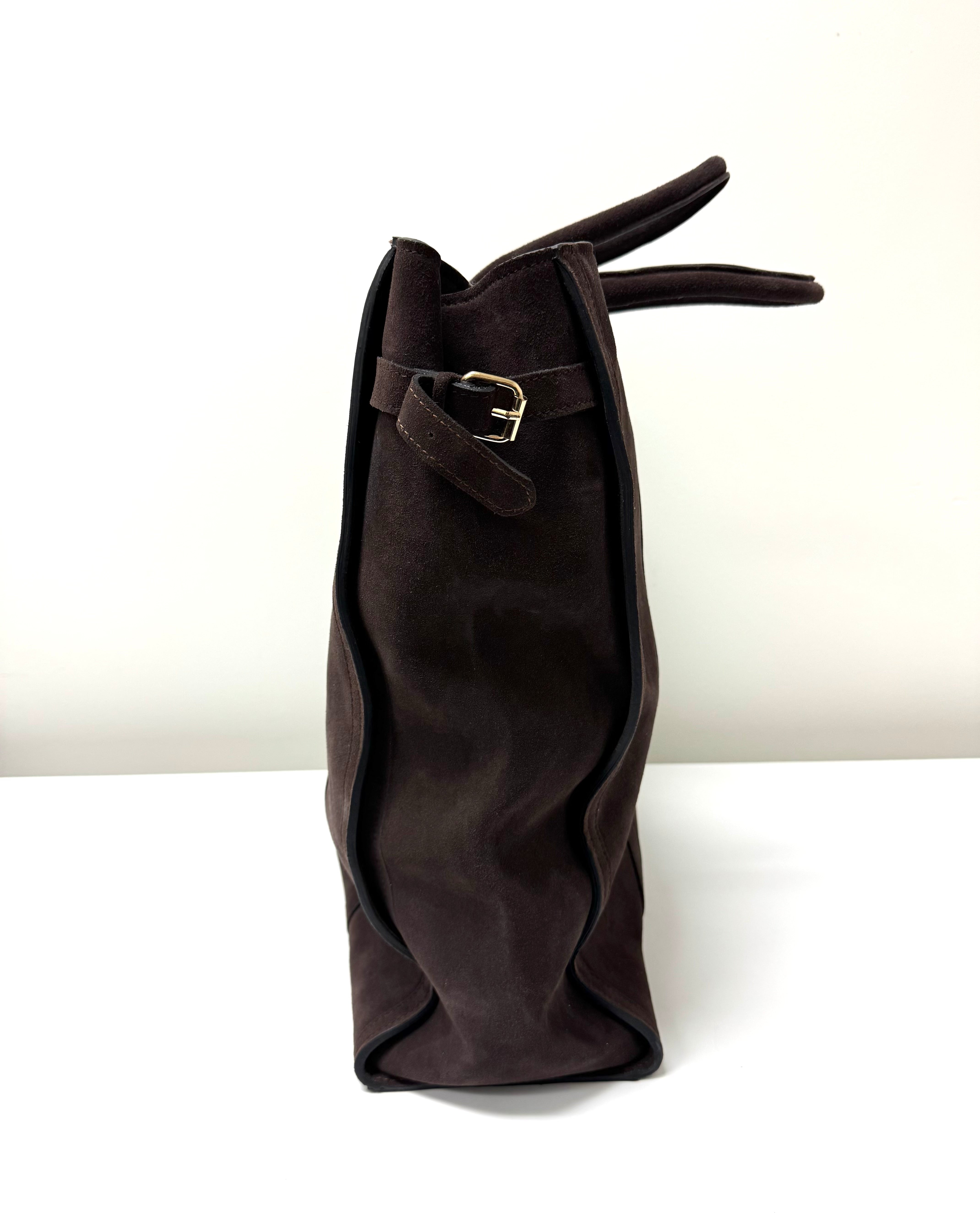 Chocolate Brown Suede Travel Tote