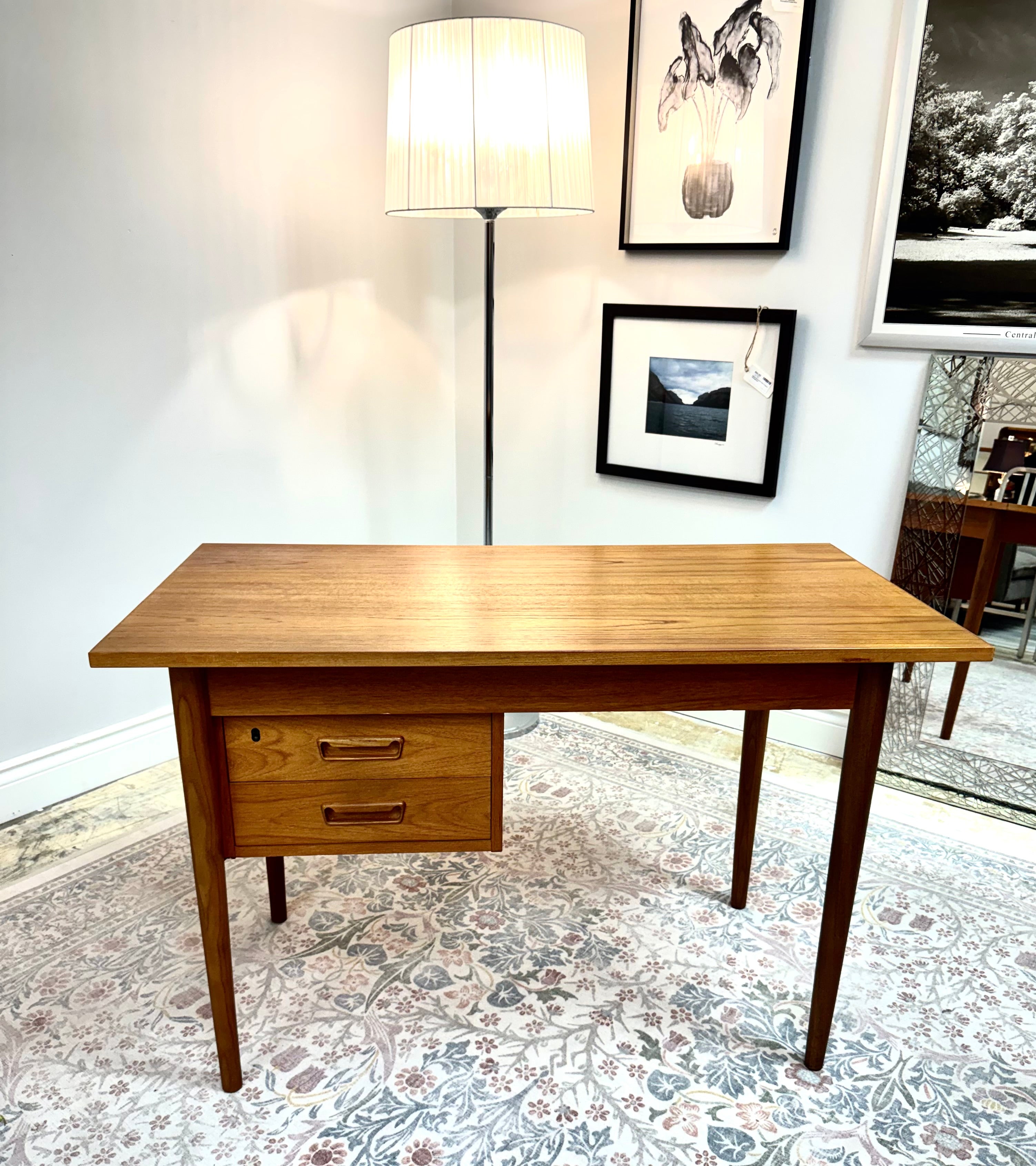 MCM Teak Expandable Desk with Sliding Drawers