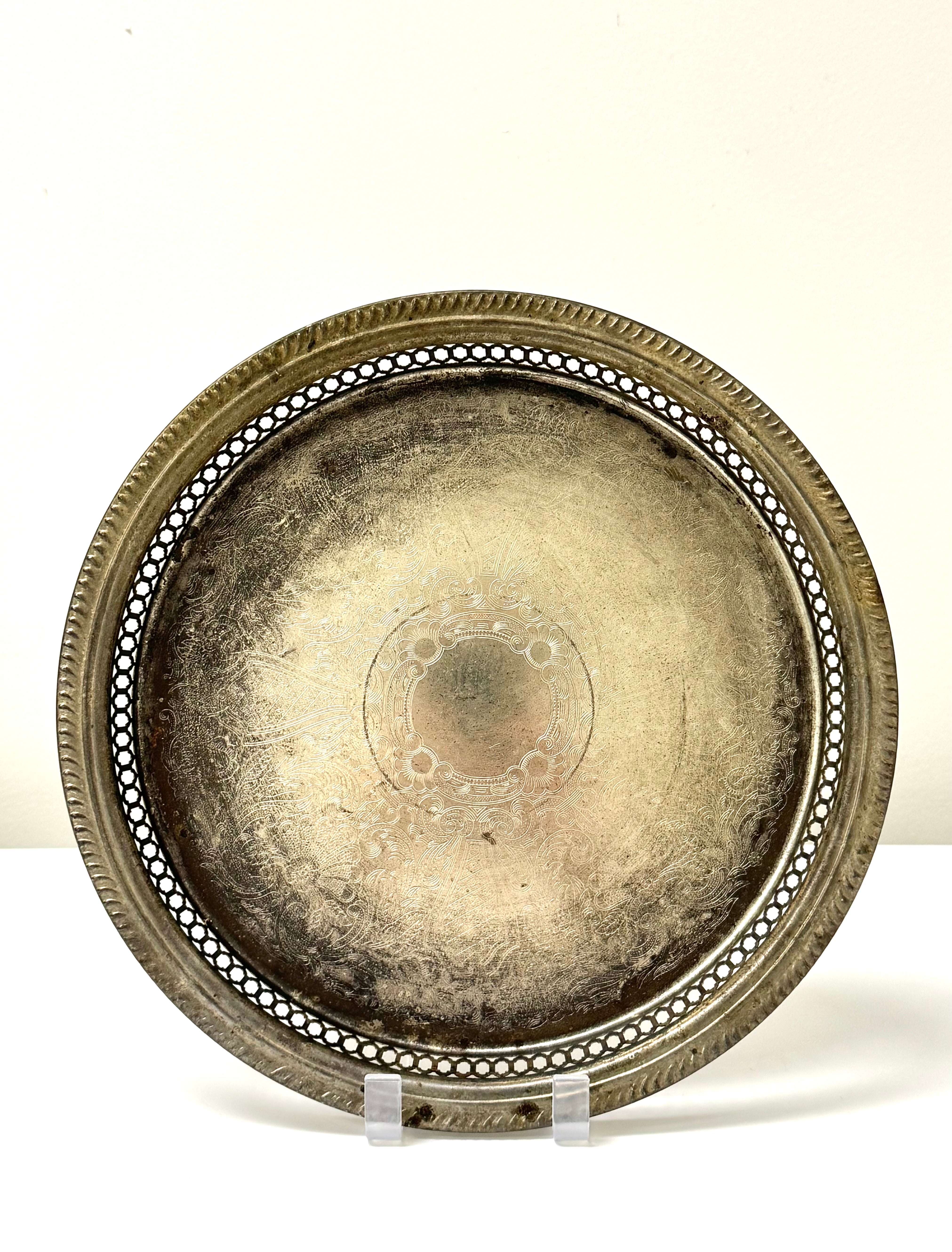 Old Silverplate Gallery Tray