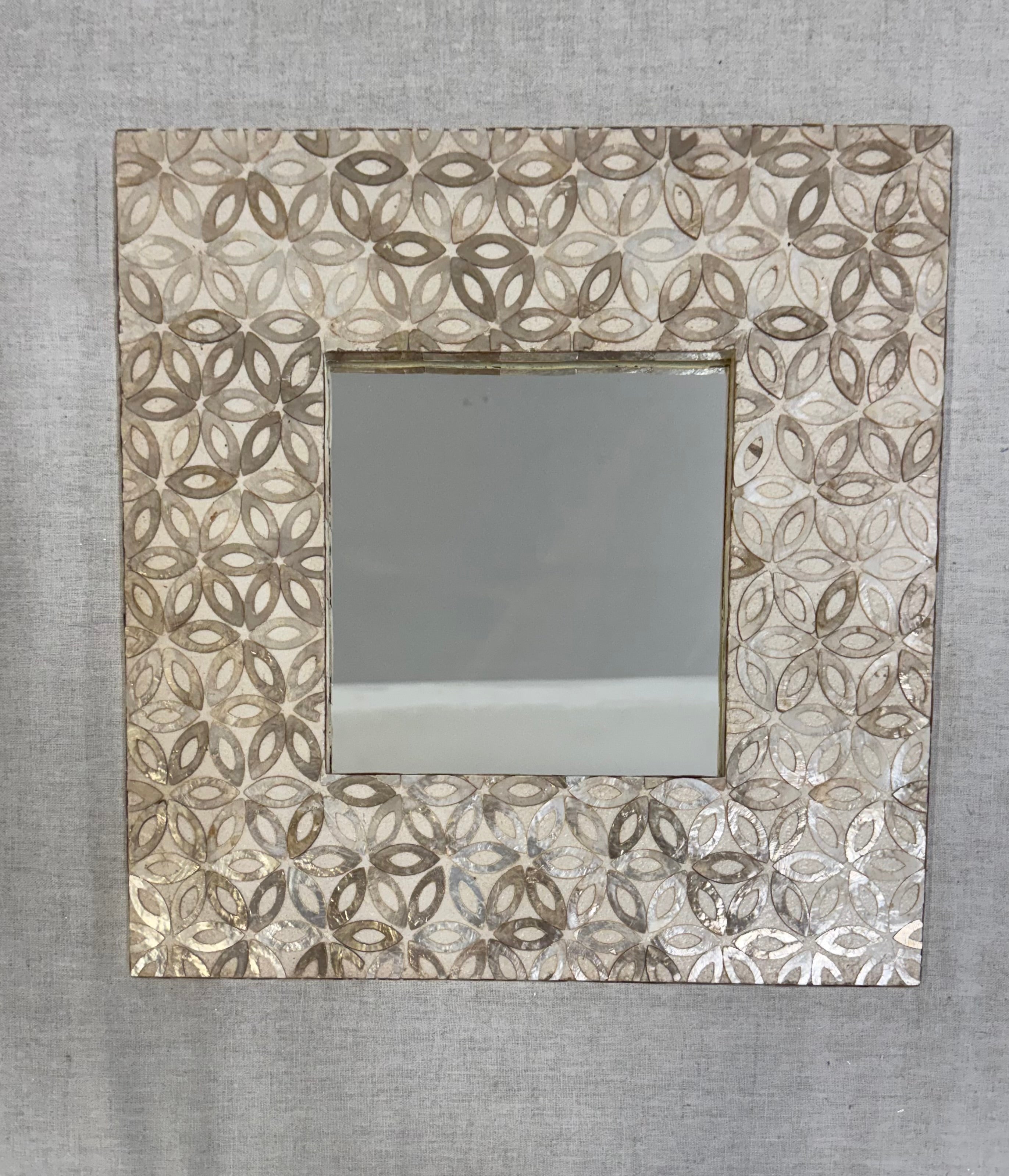 Geometric Floral Mother-of-Pearl 16" Mirror