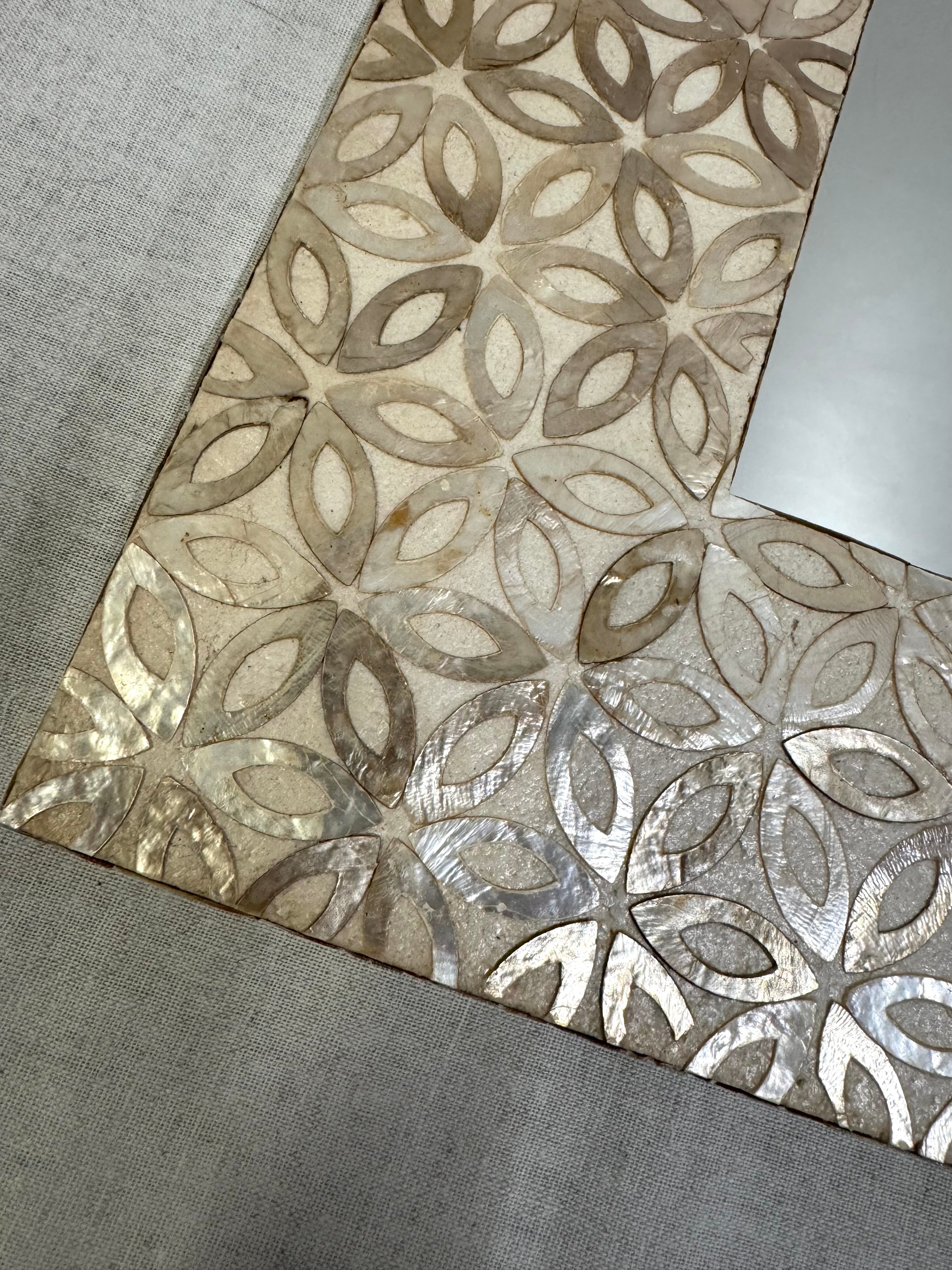 Geometric Floral Mother-of-Pearl 16" Mirror