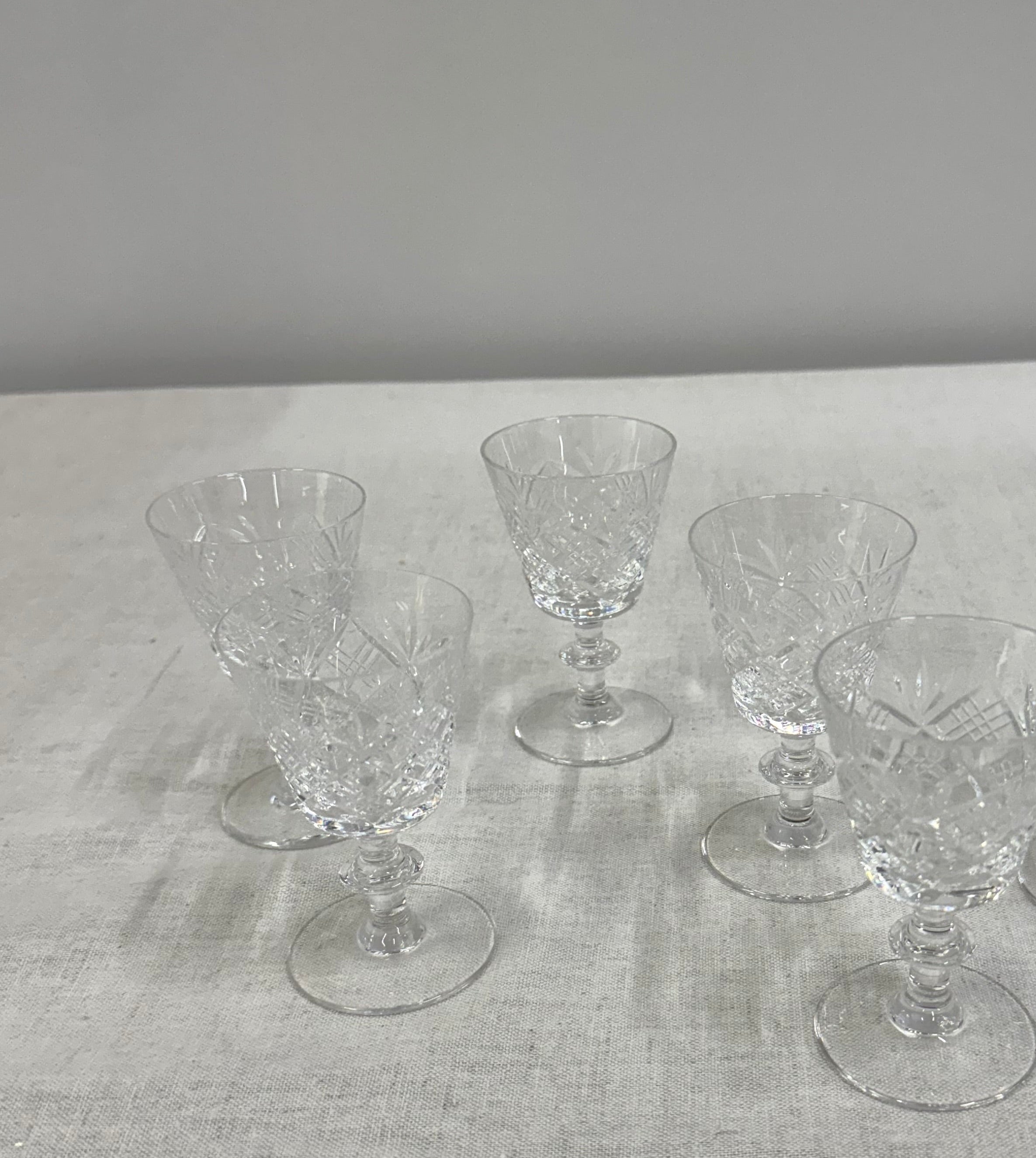 Crystal Crosshatch Cordial Glasses Set of 5