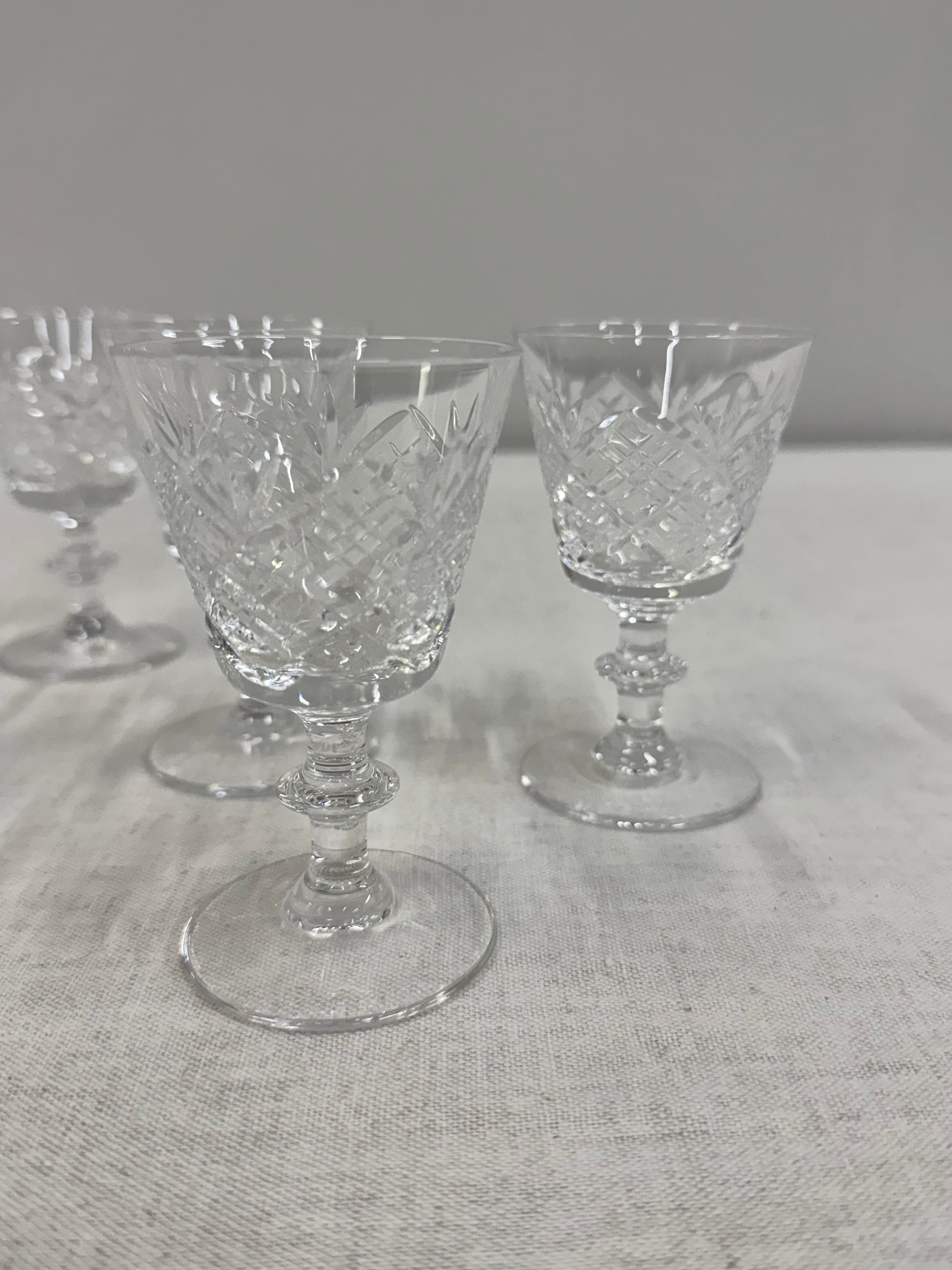 Crystal Crosshatch Cordial Glasses Set of 5