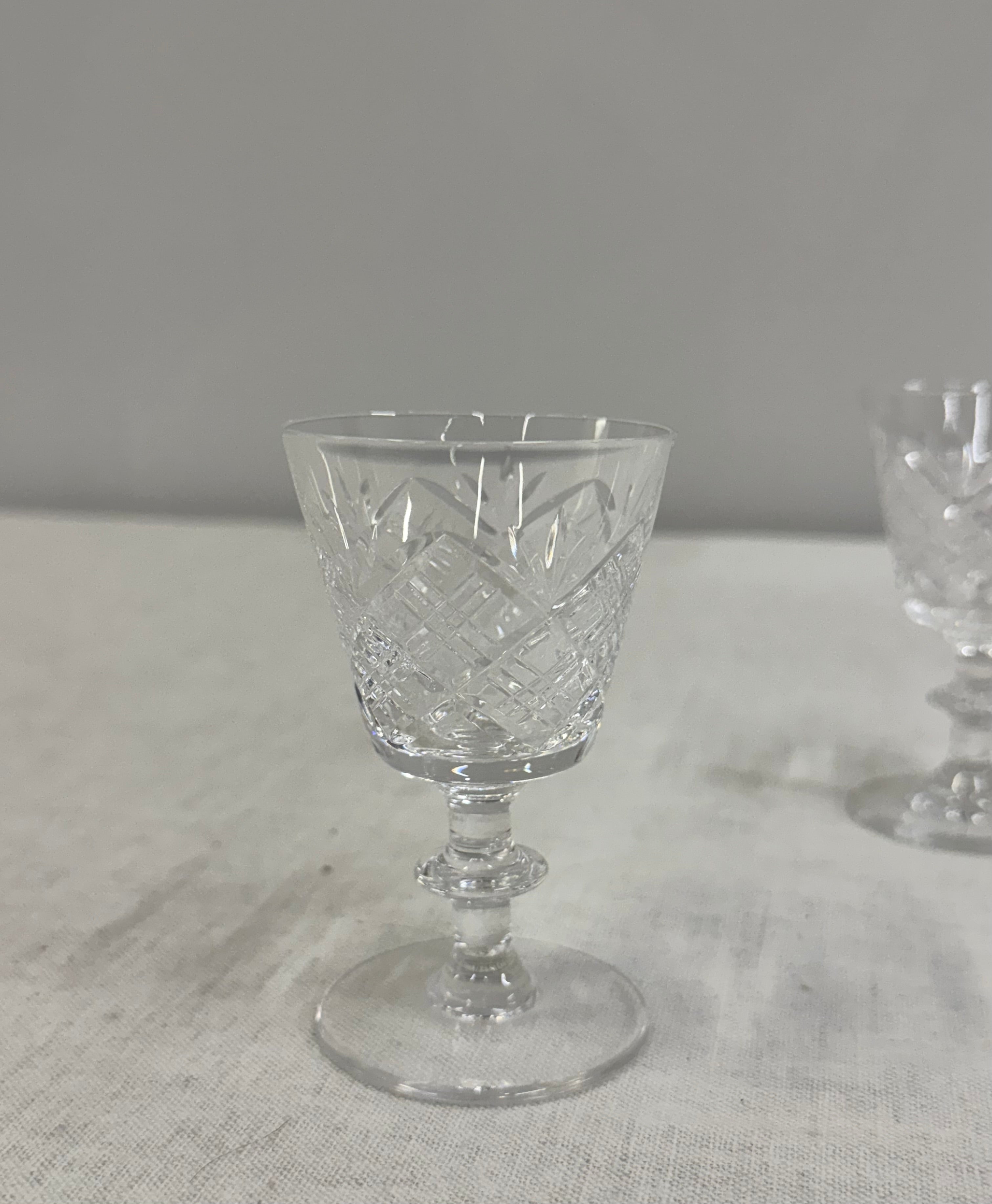 Crystal Crosshatch Cordial Glasses Set of 5