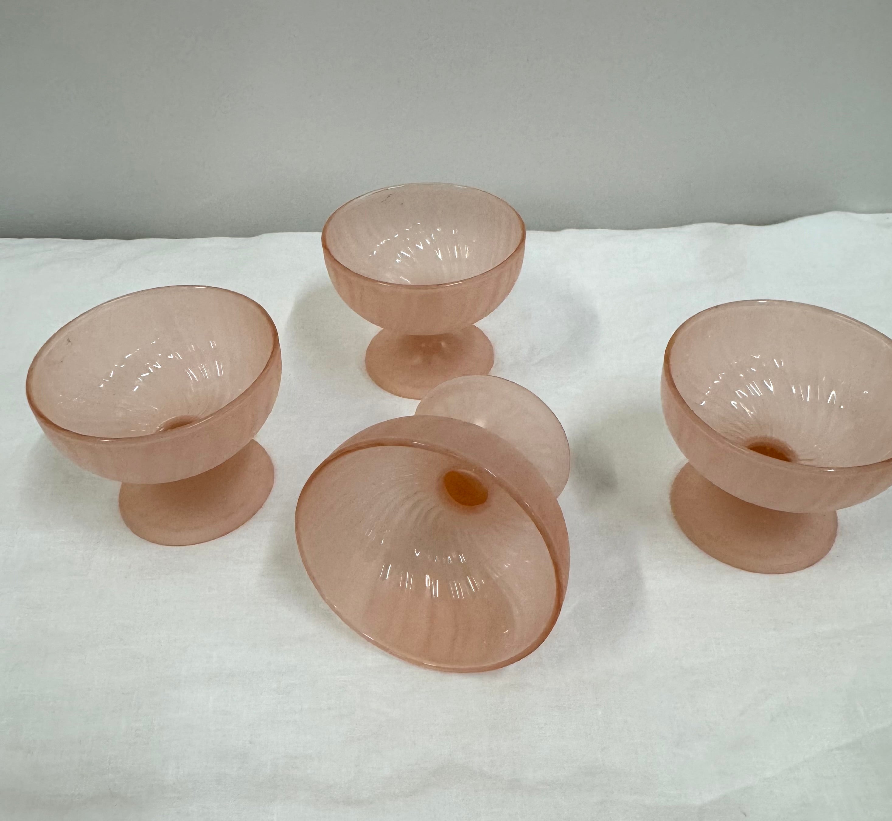 Vintage AROROC FRANCE Stemmed Dessert Bowls Set of 4