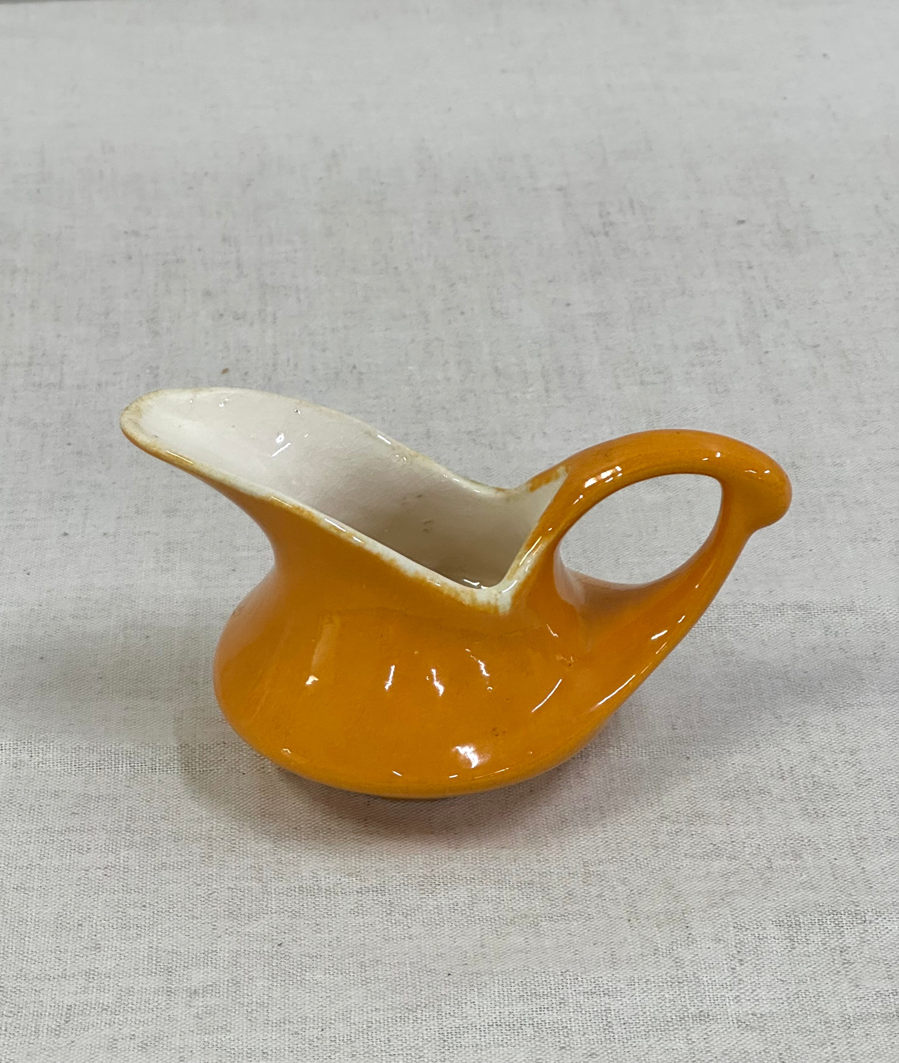 Vintage Orange Hand-painted Small Pitcher & Dish