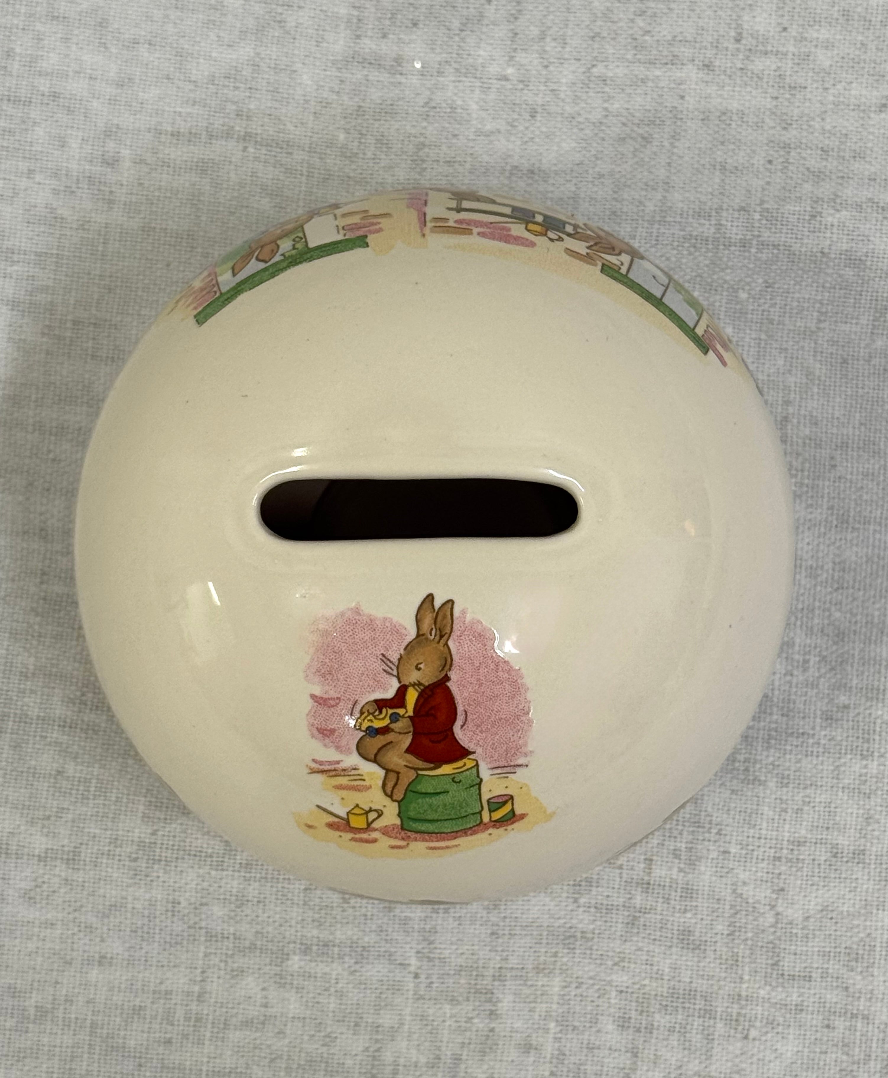 ROYAL DOULTON Bunnykins 'Tyre Workshop' Coin Ball Bank
