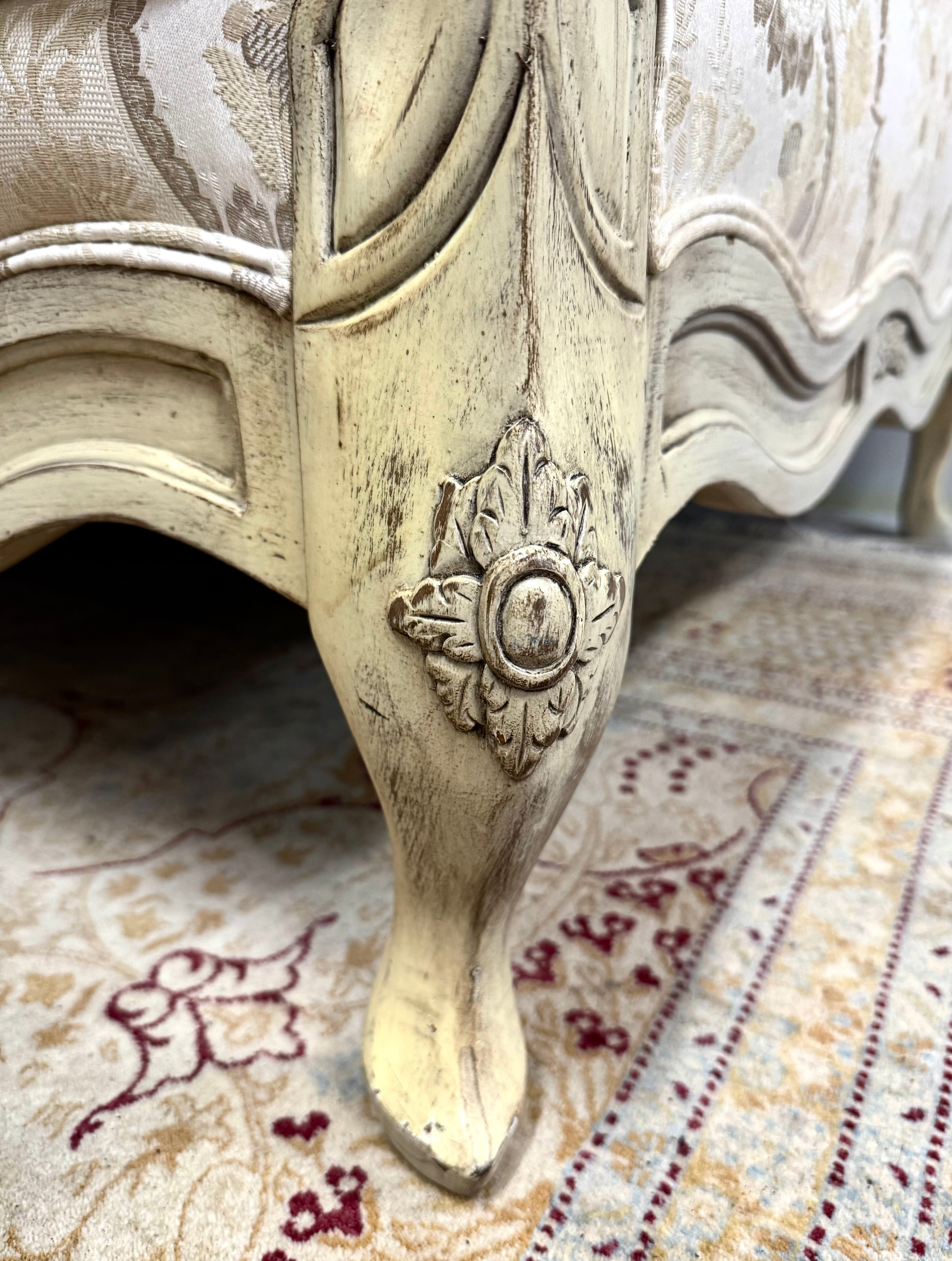 Custom LILLIAN AUGUST Cream Damask 74" Sofa