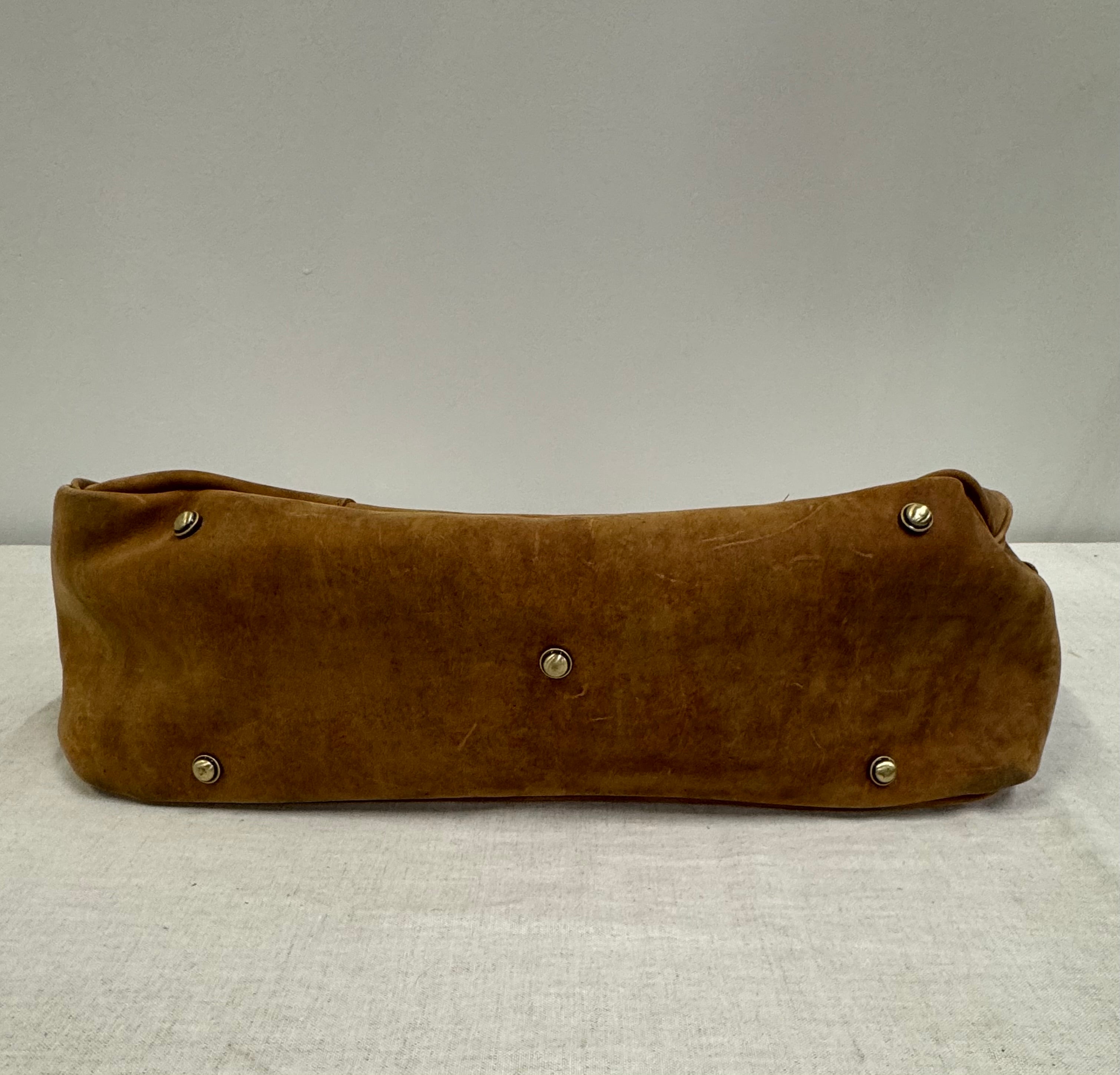 Vintage Saddle Brown Leather Duffel Bag