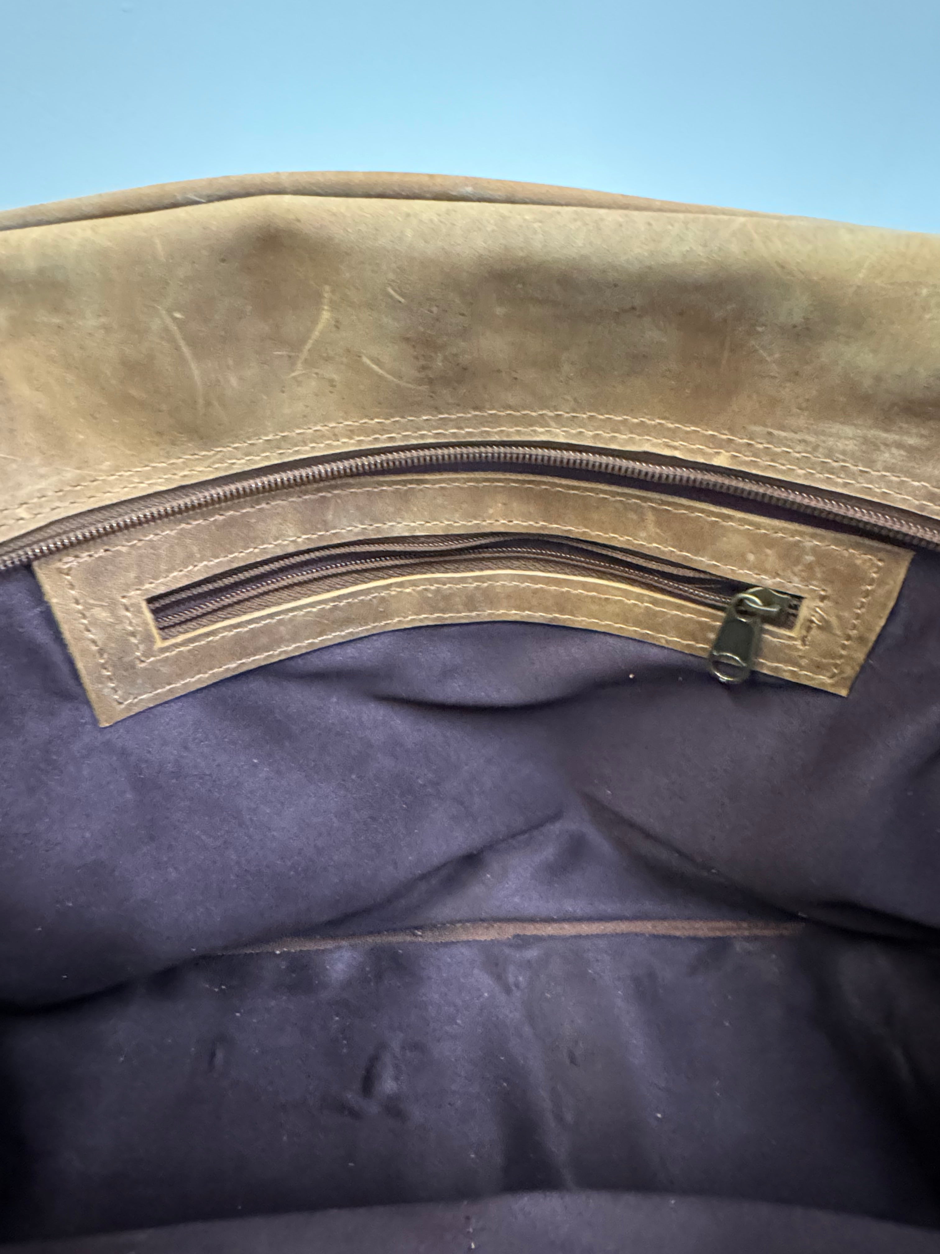 Vintage Saddle Brown Leather Duffel Bag