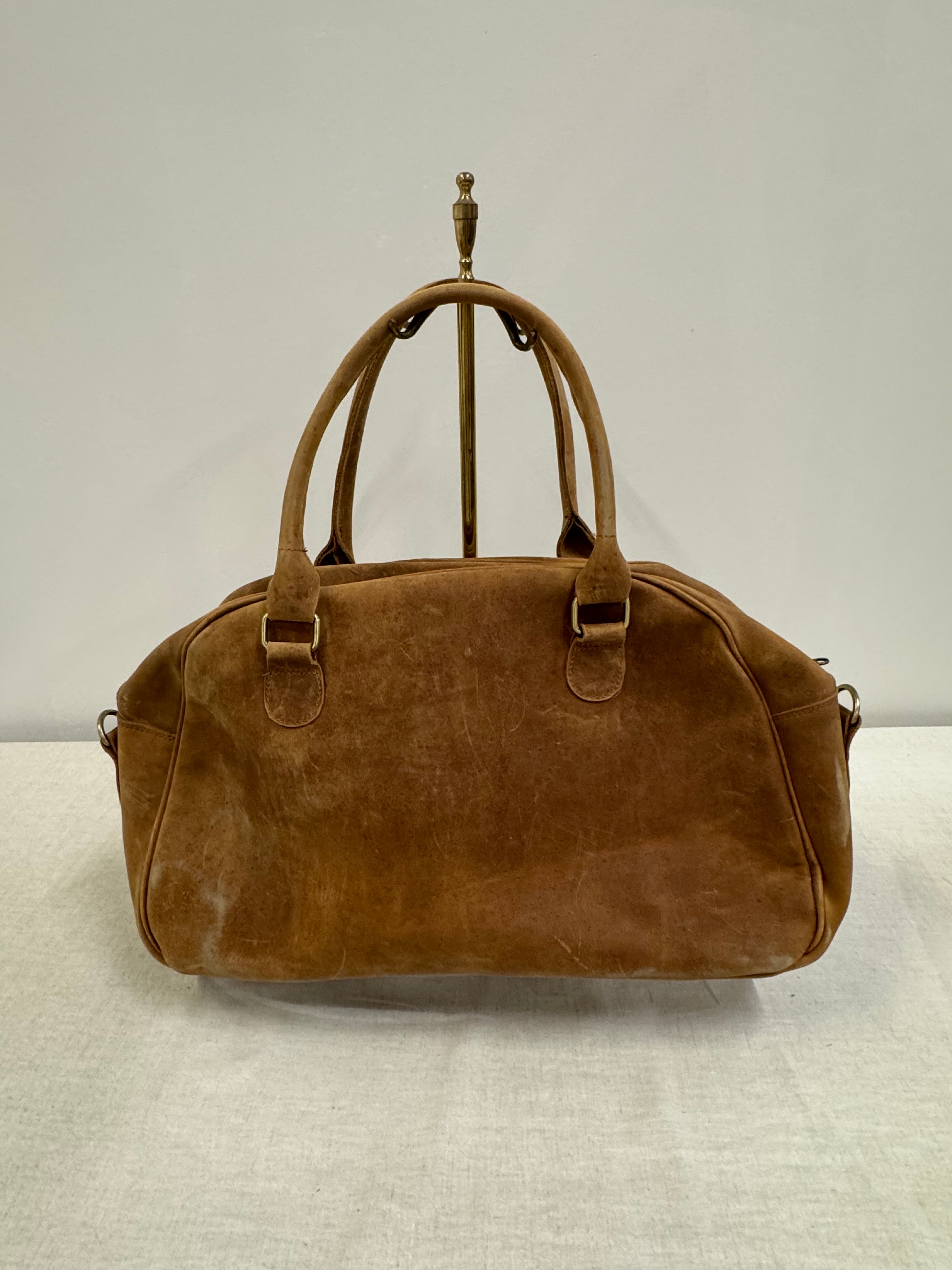 Vintage Saddle Brown Leather Duffel Bag