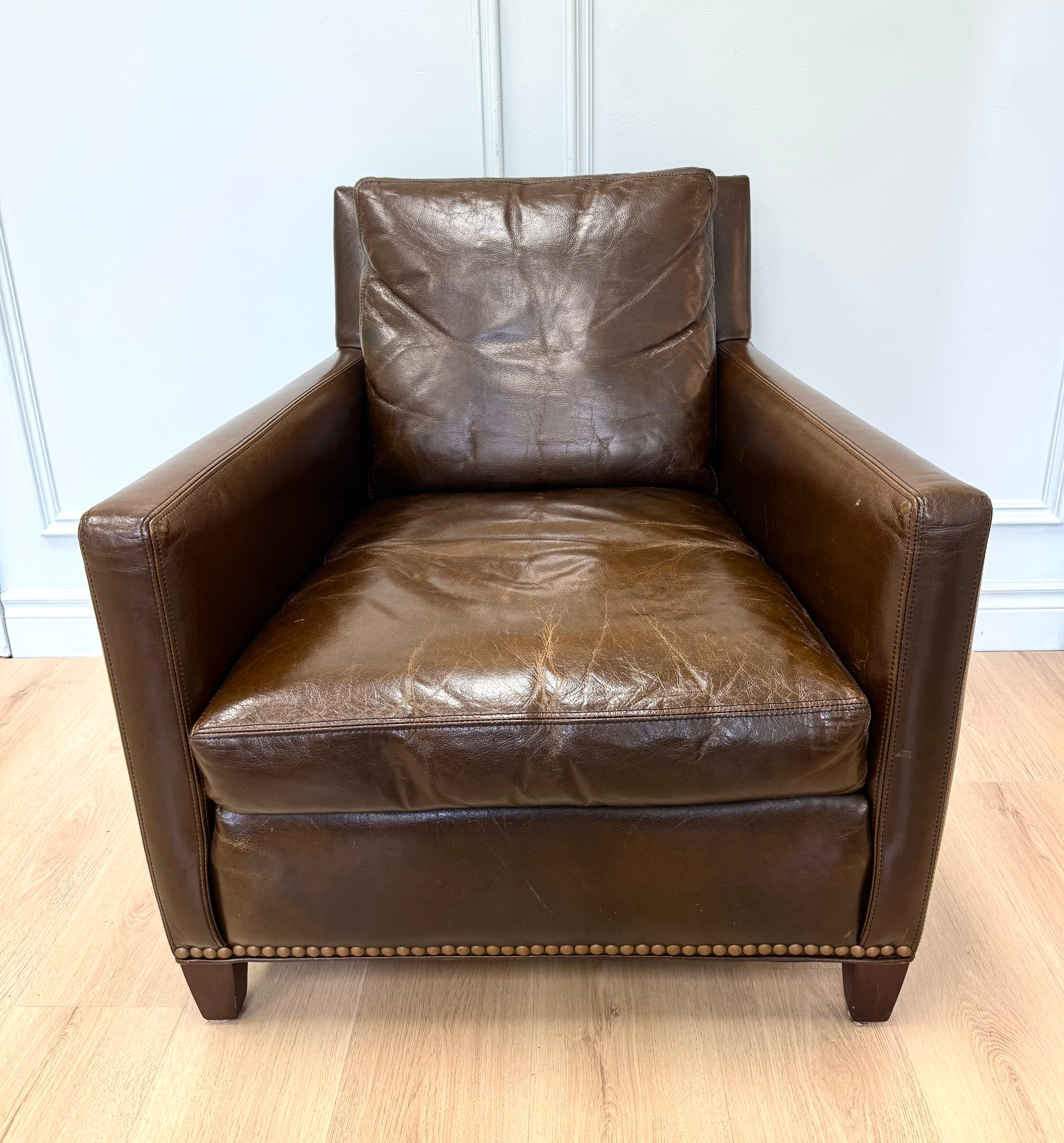ELTE Burnished Brown Leather Chair