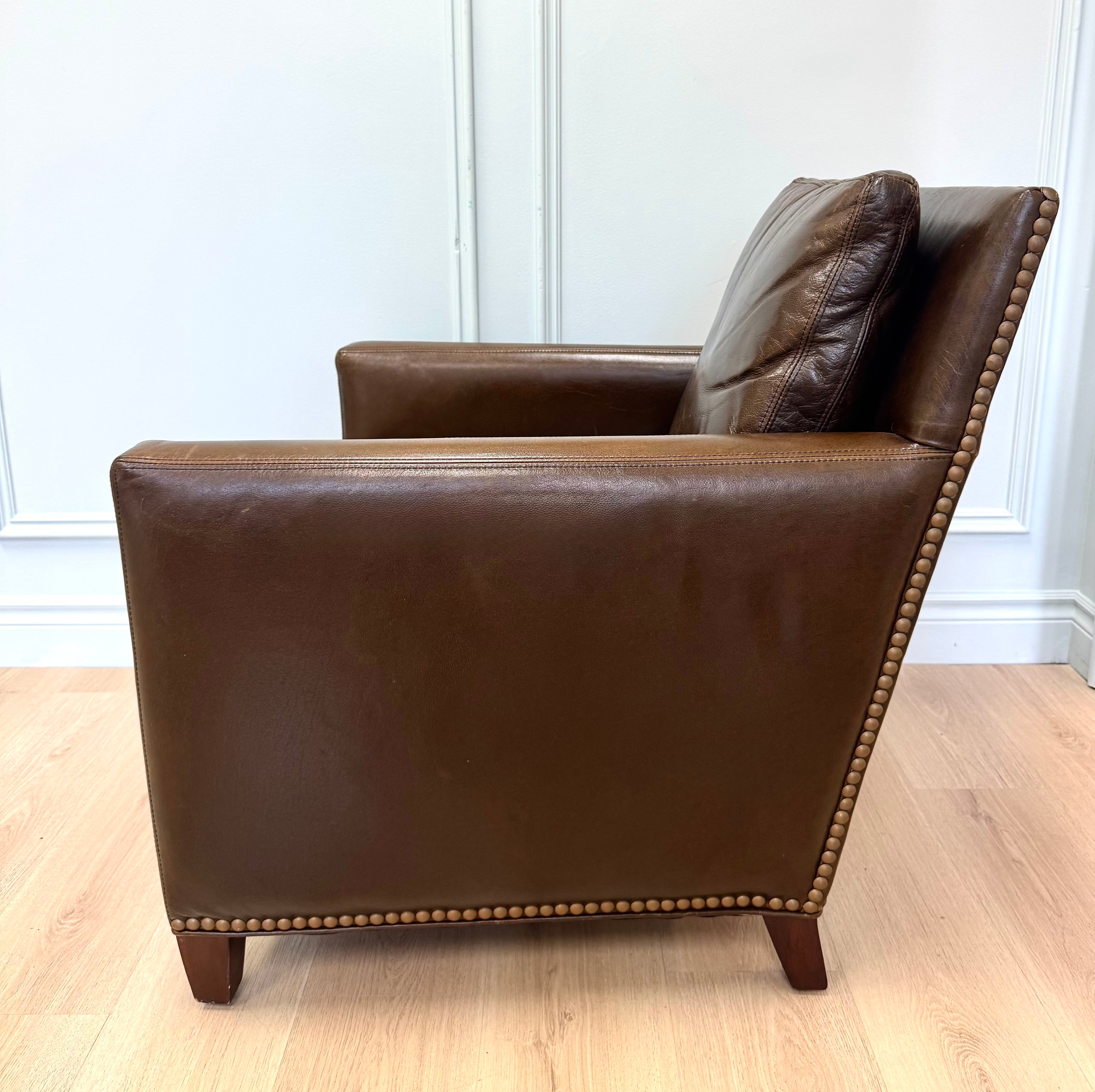 ELTE Burnished Brown Leather Chair