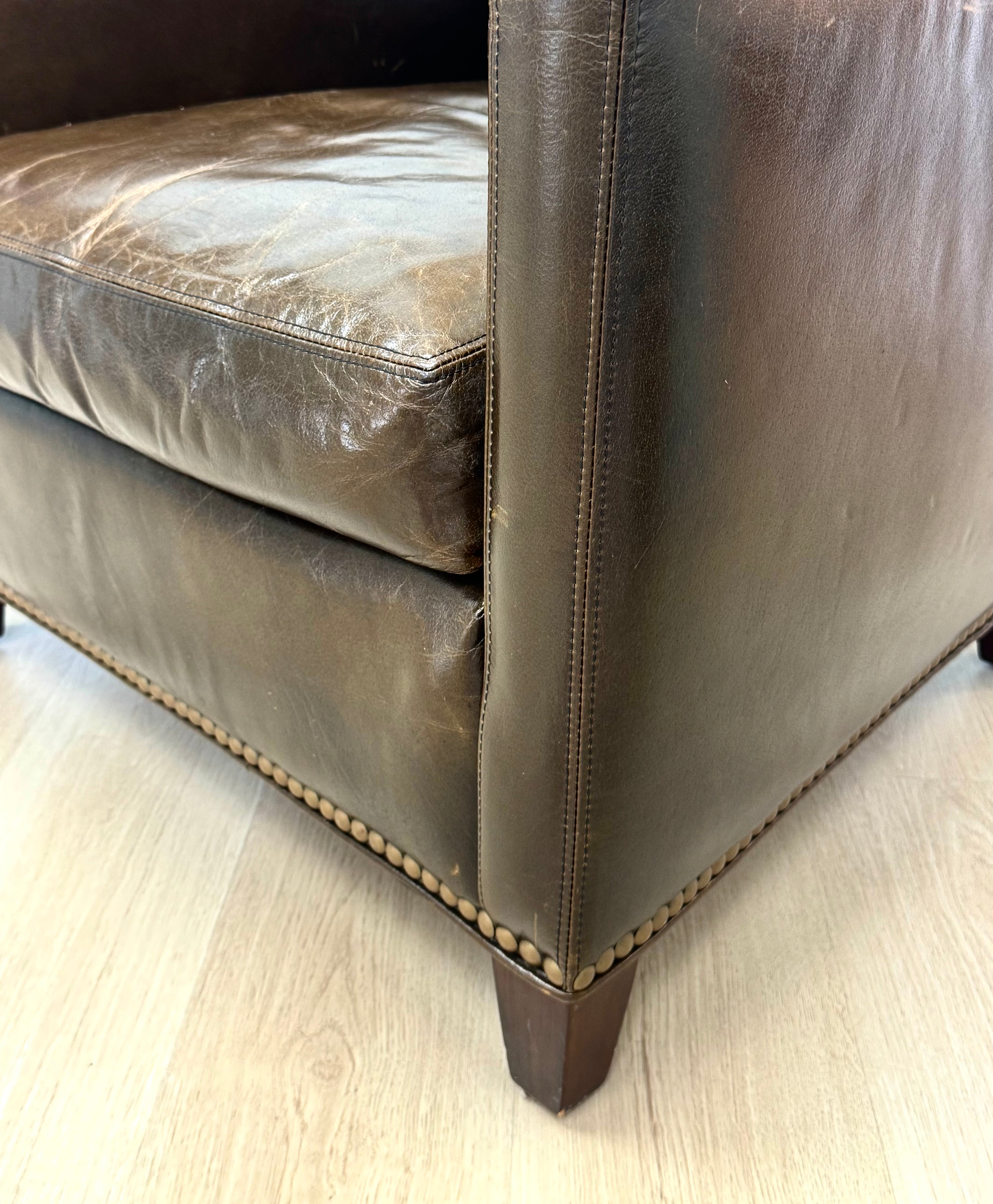 ELTE Burnished Brown Leather Chair