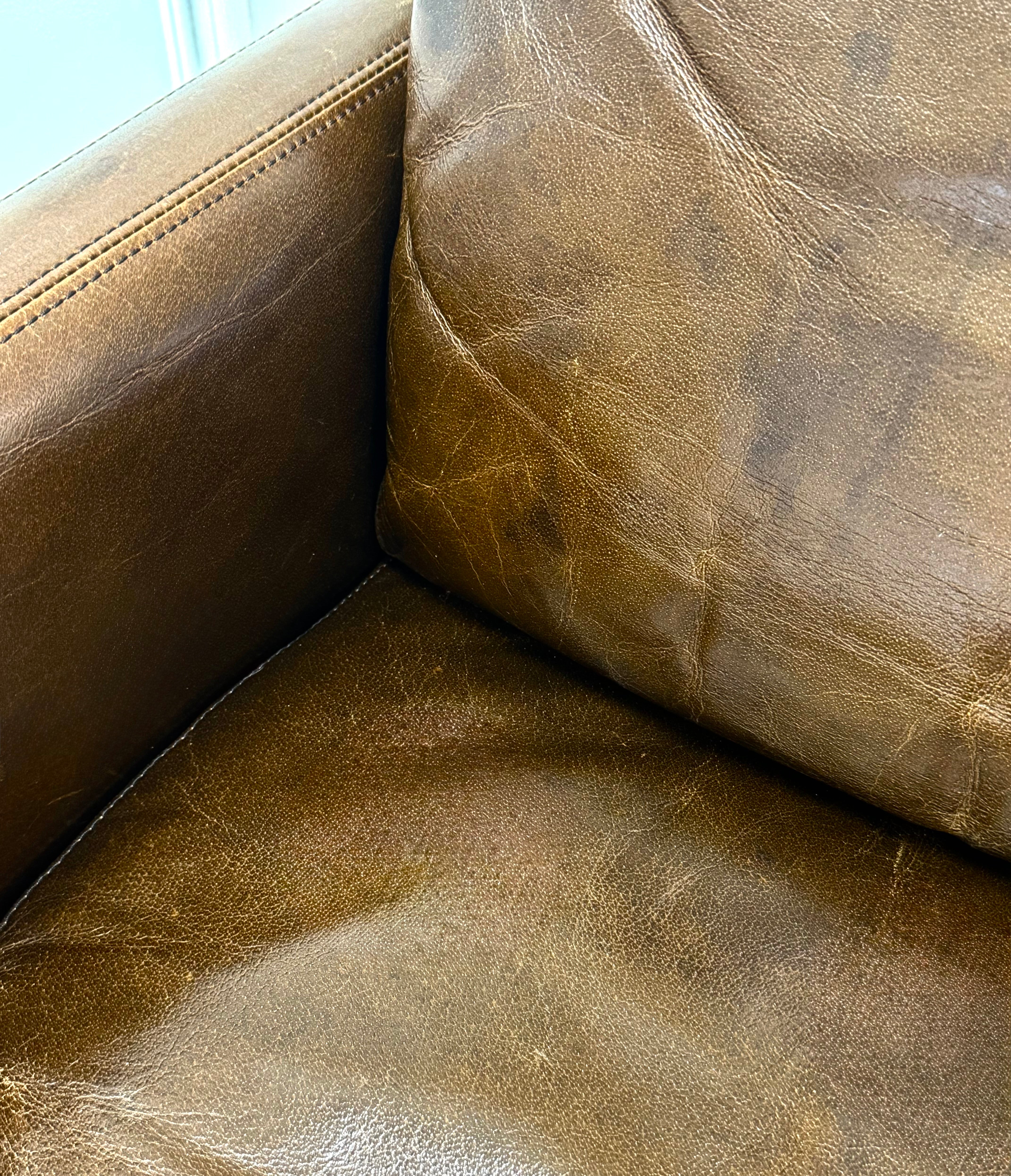 ELTE Burnished Brown Leather Chair
